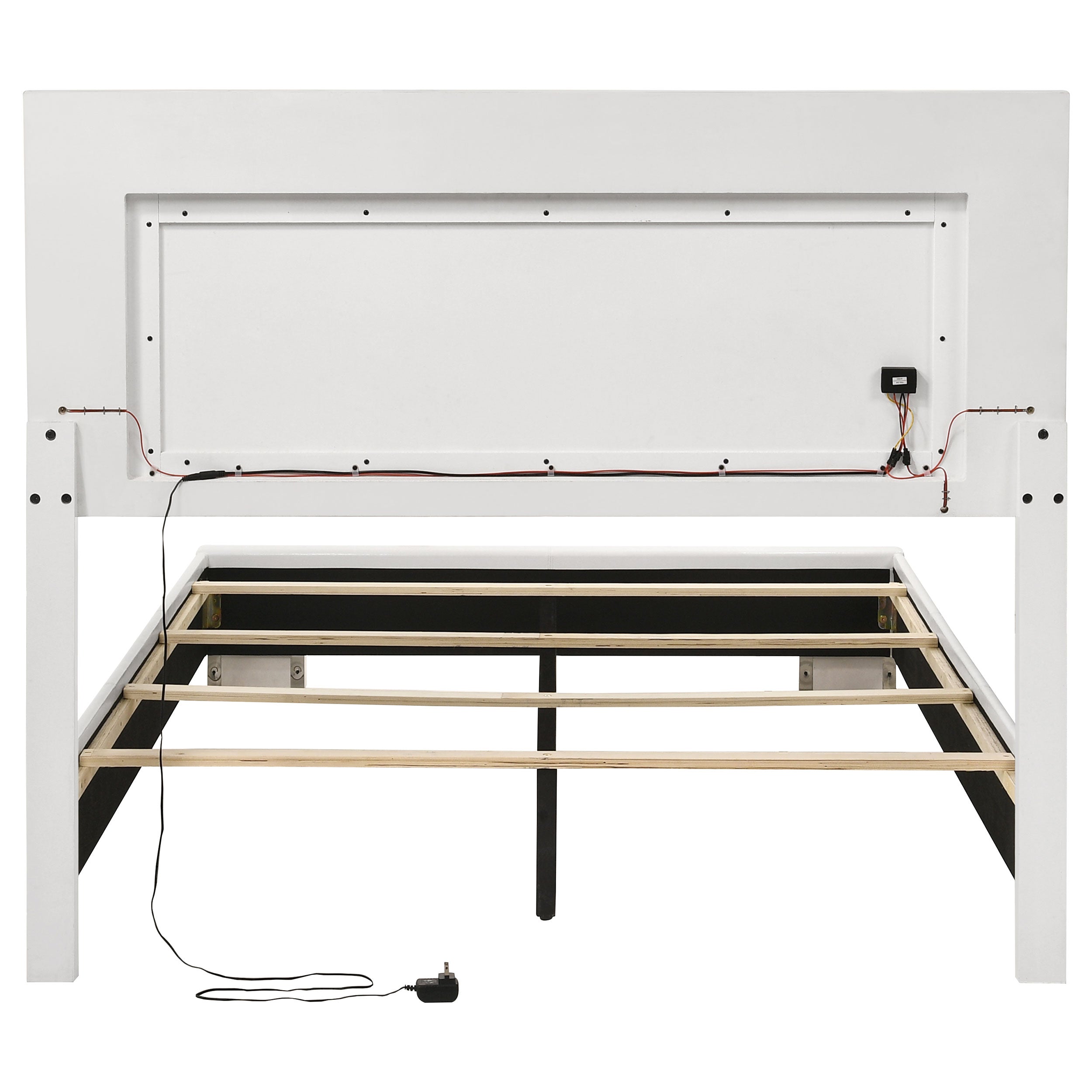 Felicity Wood California King LED Panel Bed White High Gloss
