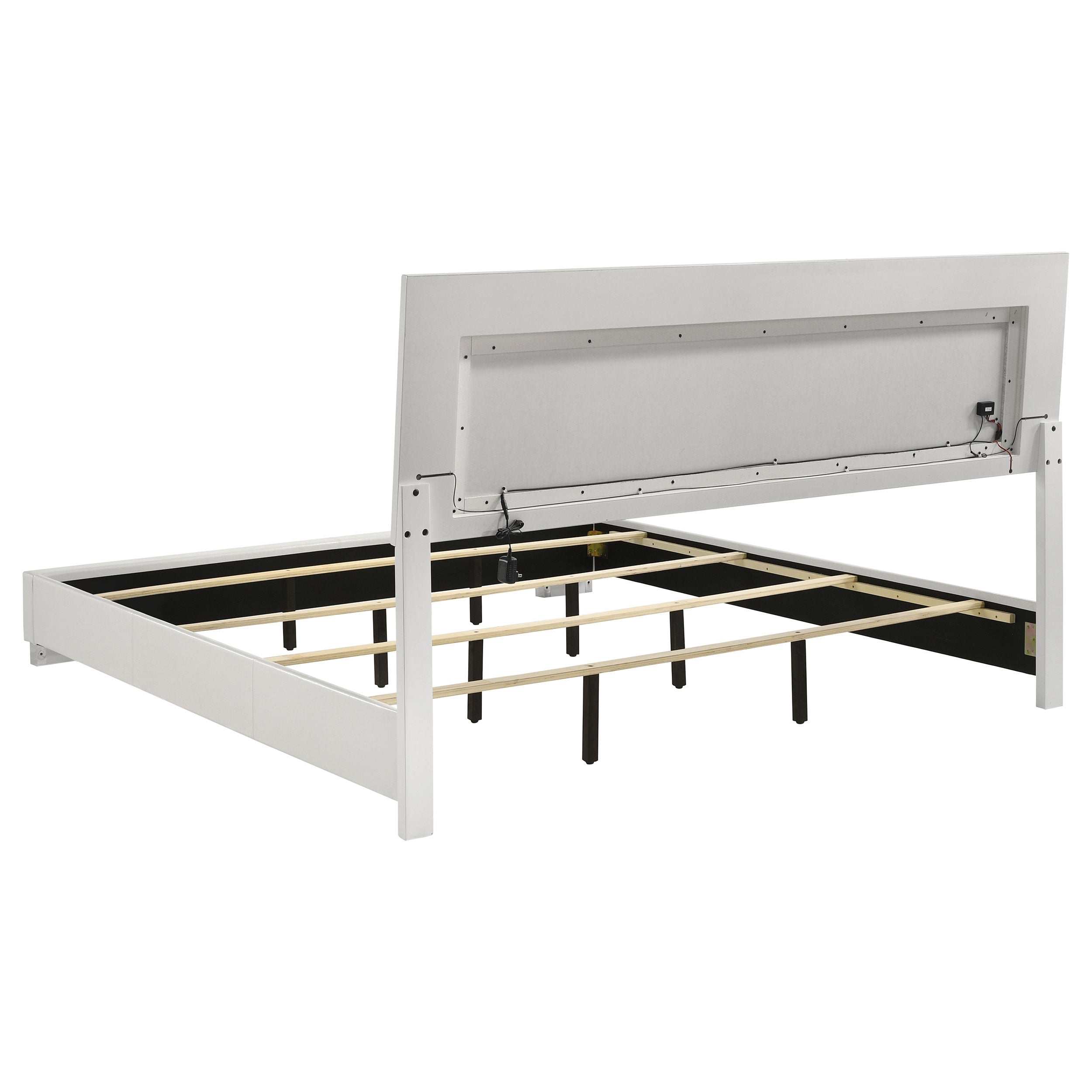 Felicity Wood California King LED Panel Bed White High Gloss