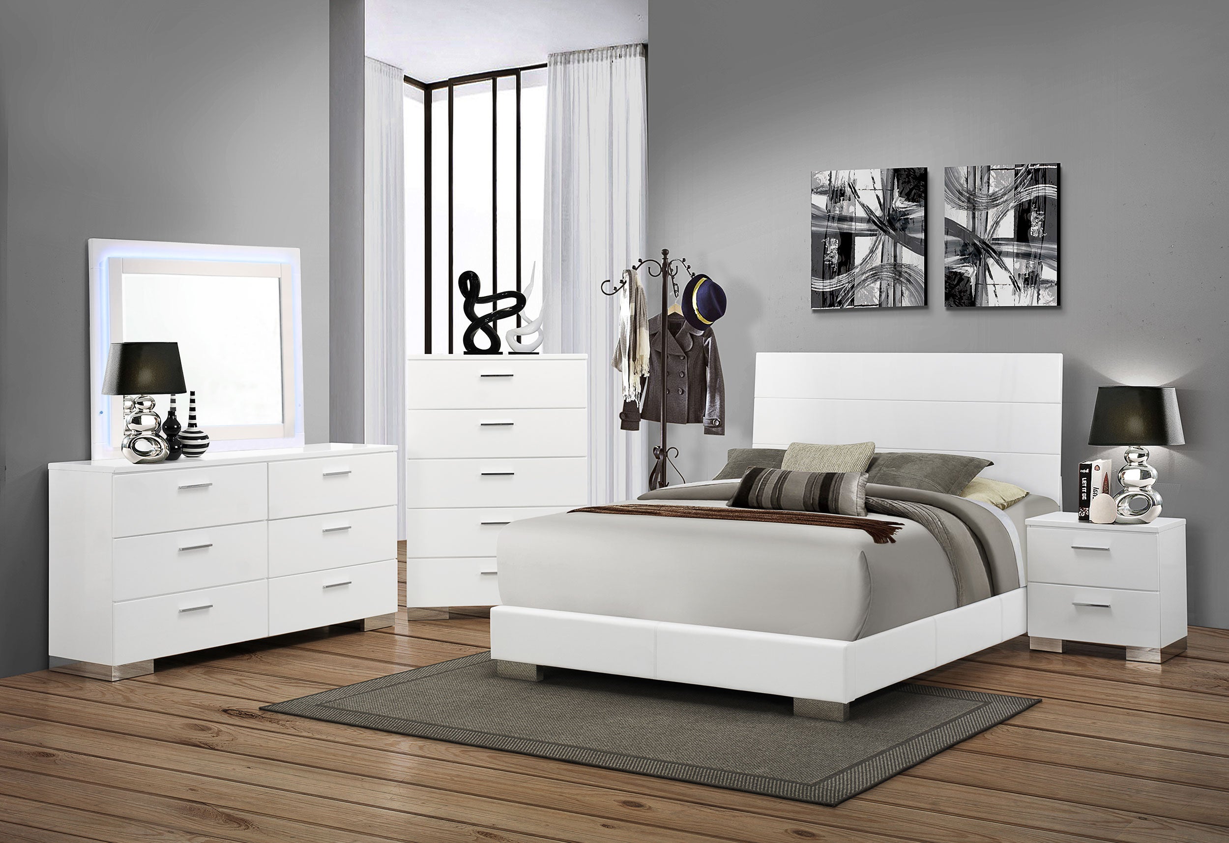 Felicity  Bedroom Set White High Gloss