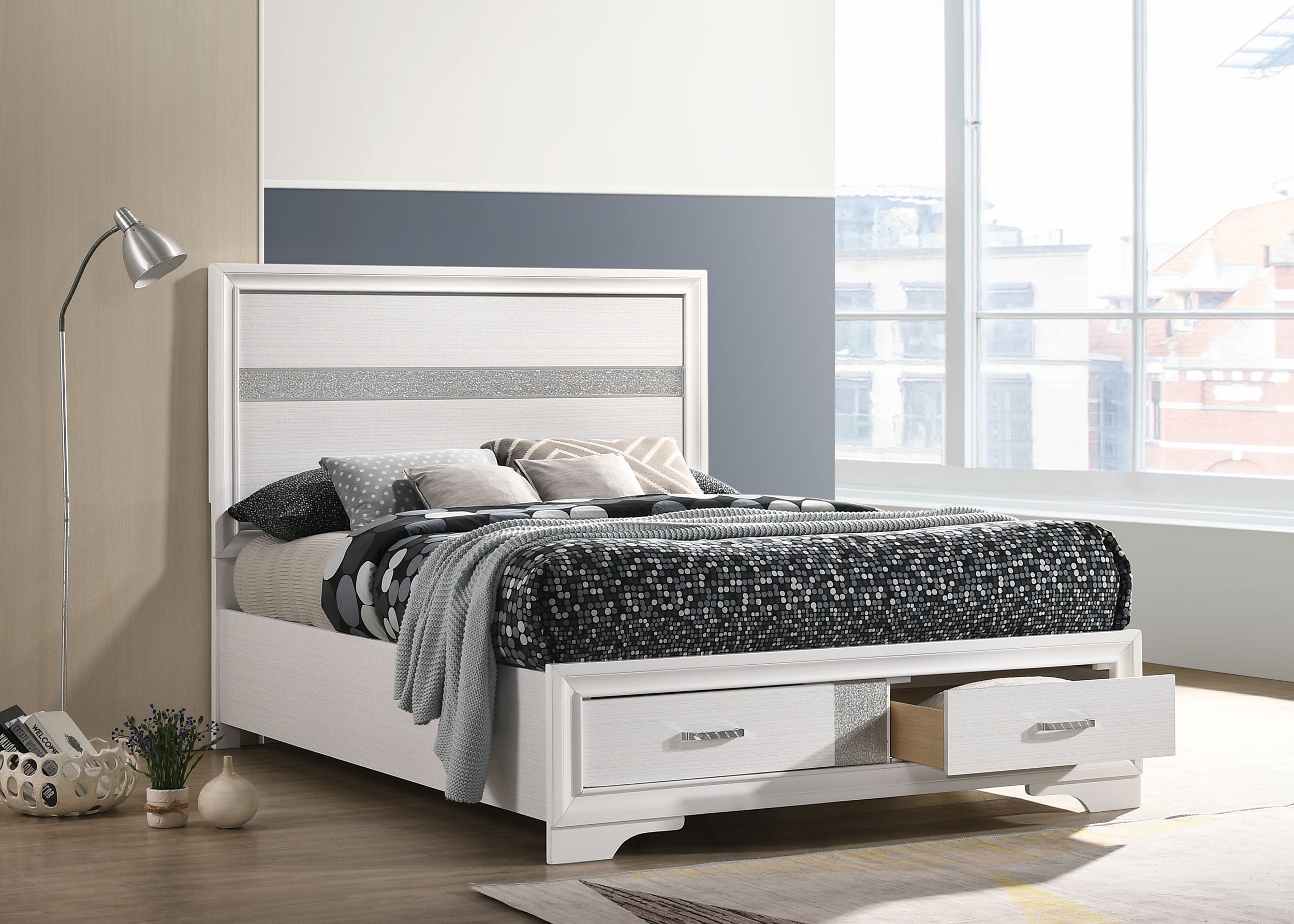 Miranda 51-inch Wood Storage Panel Bed Black