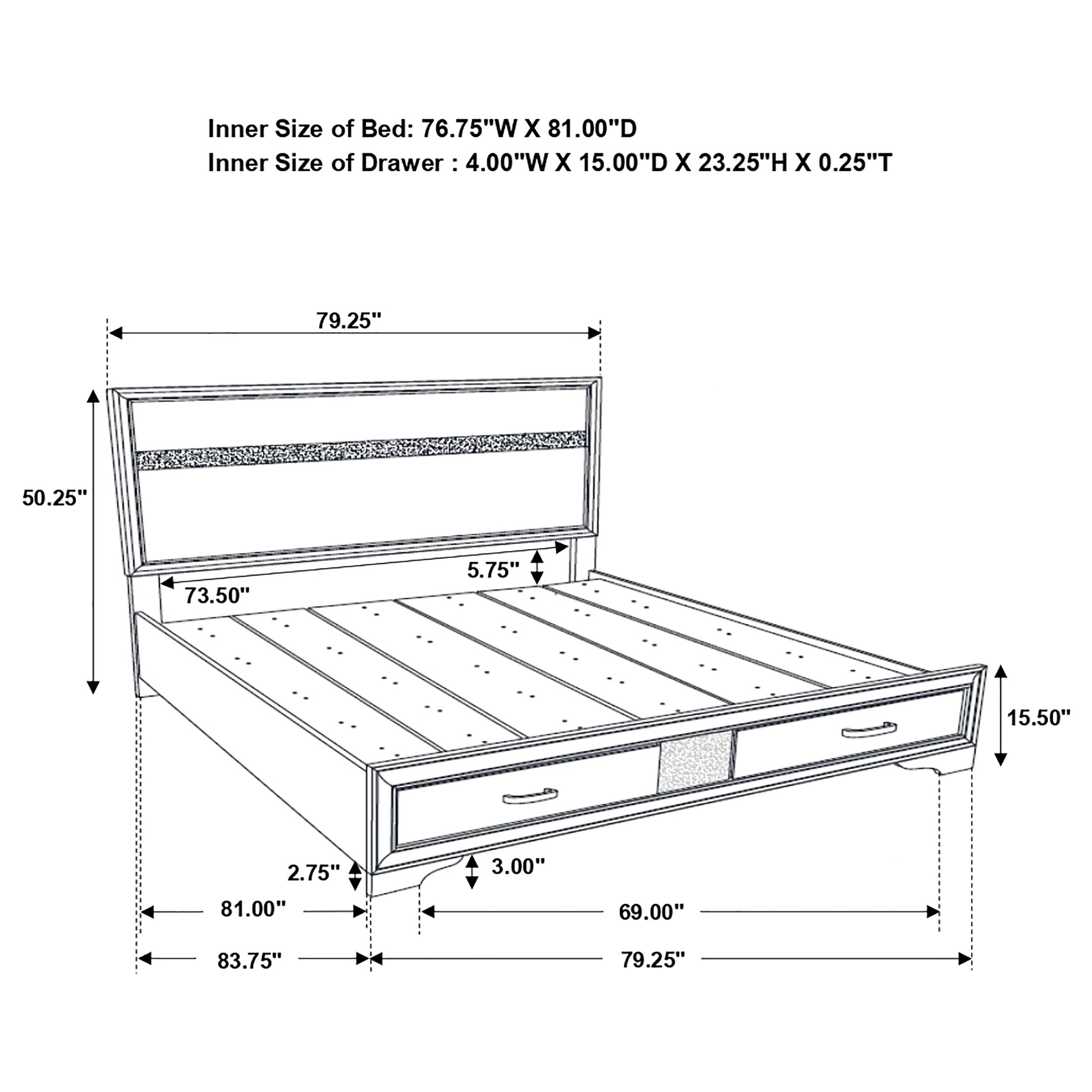 Miranda 51-inch Wood Storage Panel Bed Black