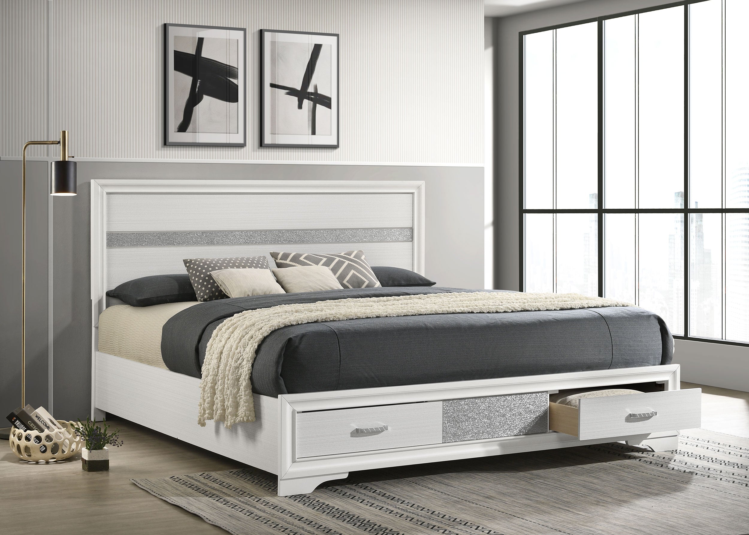 Miranda 51-inch Wood Storage Panel Bed Black