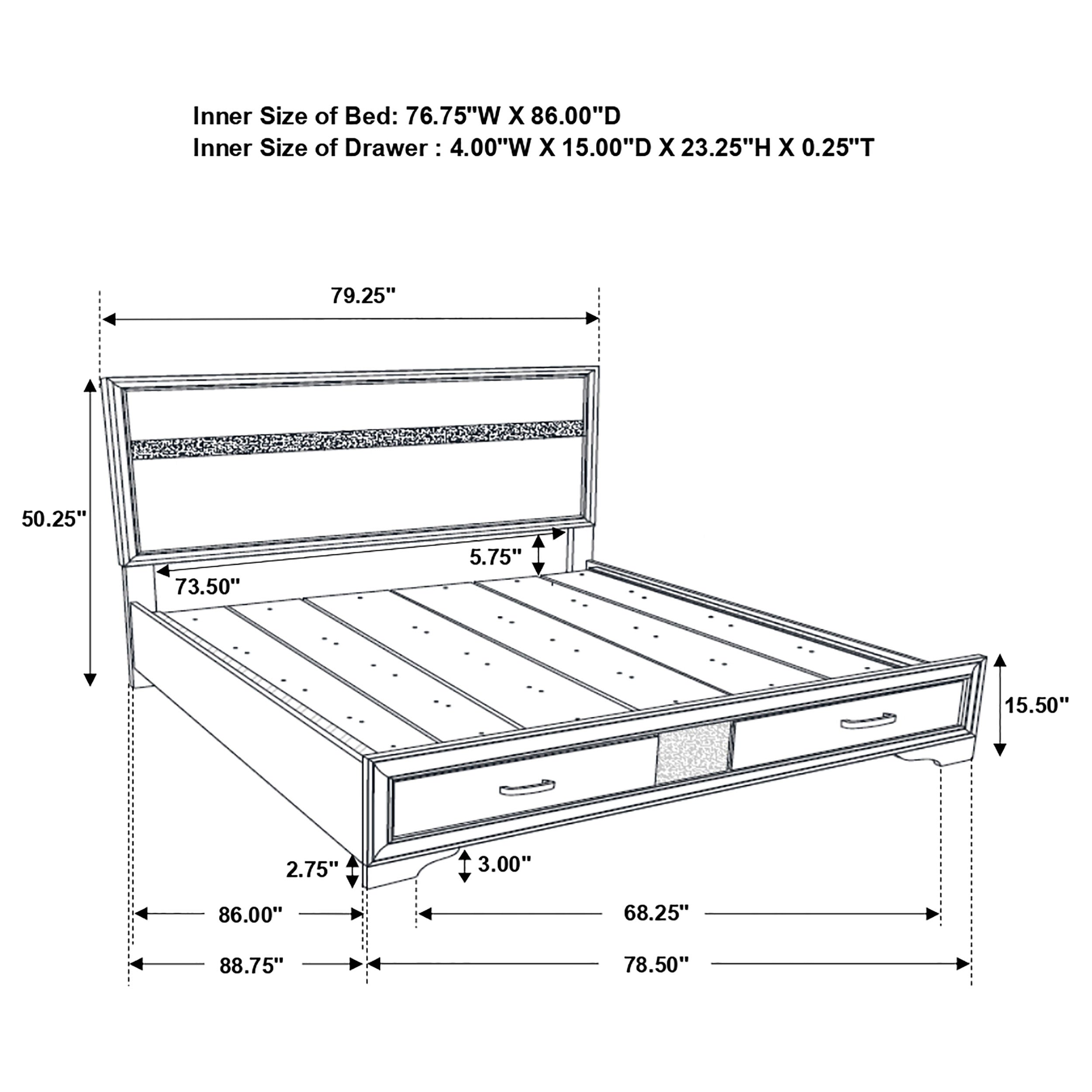 Miranda 51-inch Wood Storage Panel Bed Black