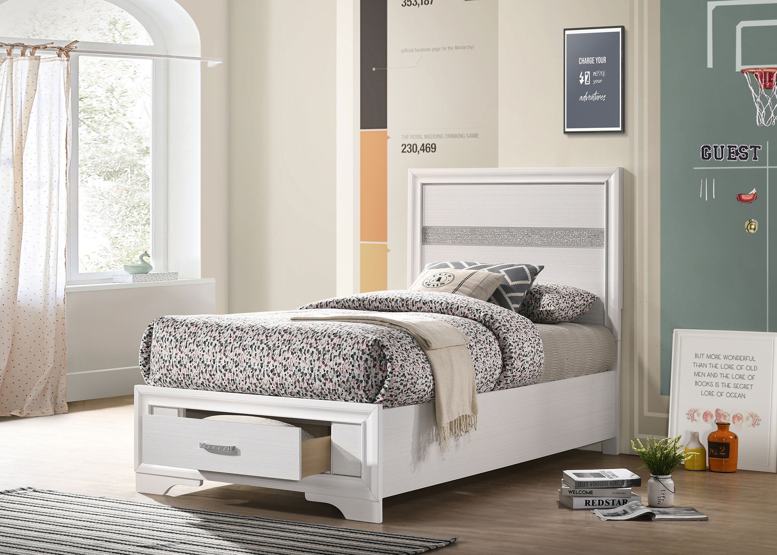 Miranda 51-inch Wood Storage Panel Bed Black