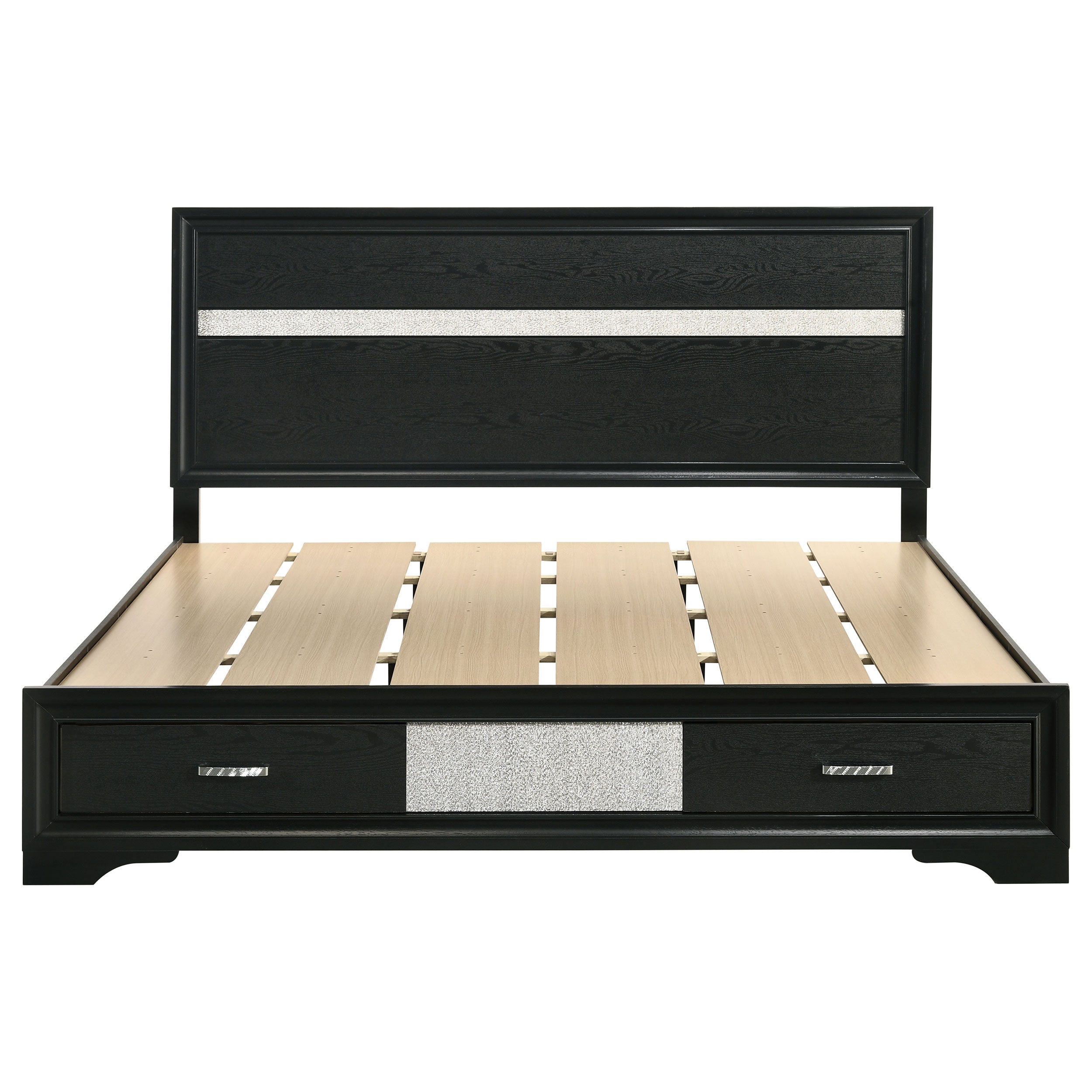 Miranda 51-inch Wood Storage Panel Bed Black