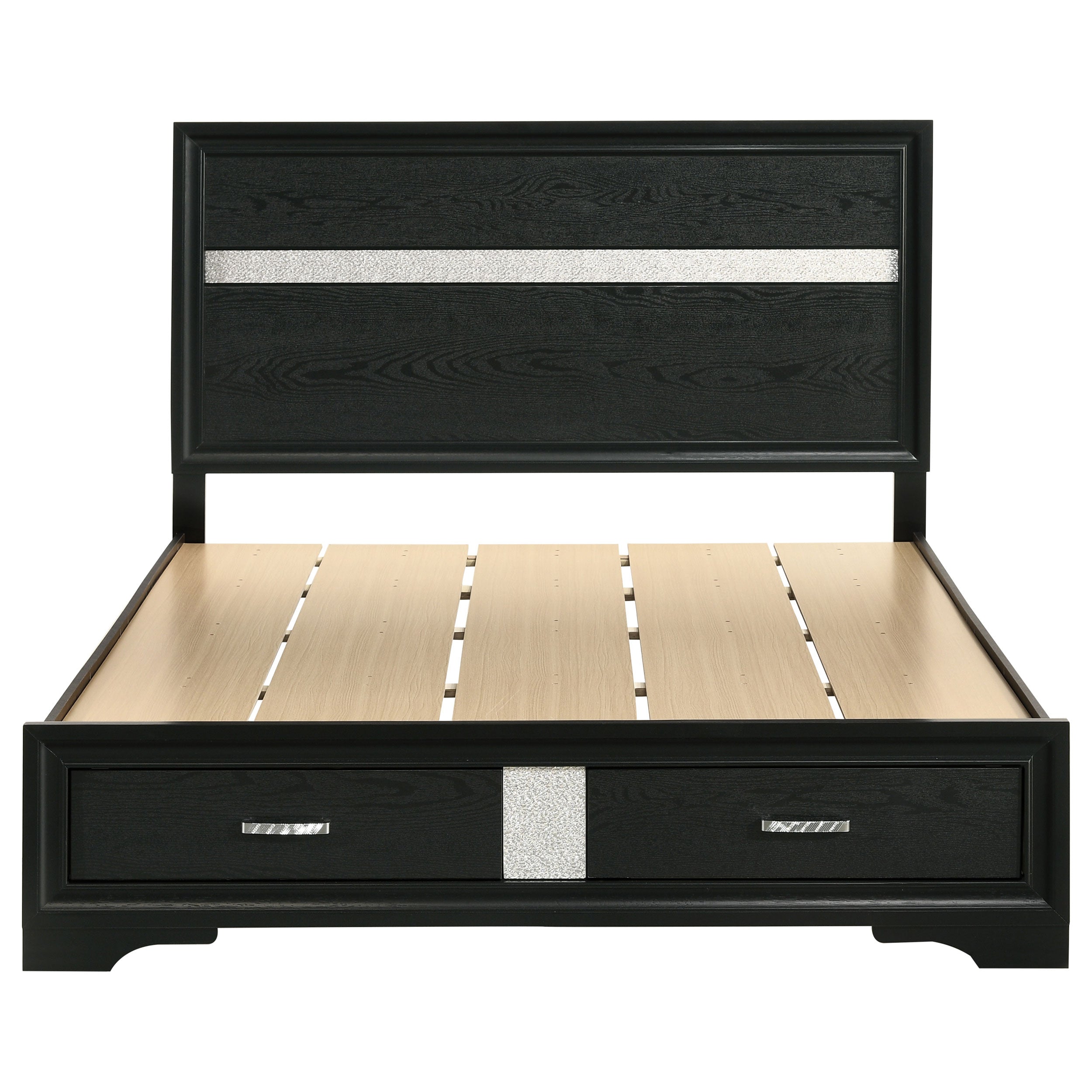 Miranda 51-inch Wood Storage Panel Bed Black