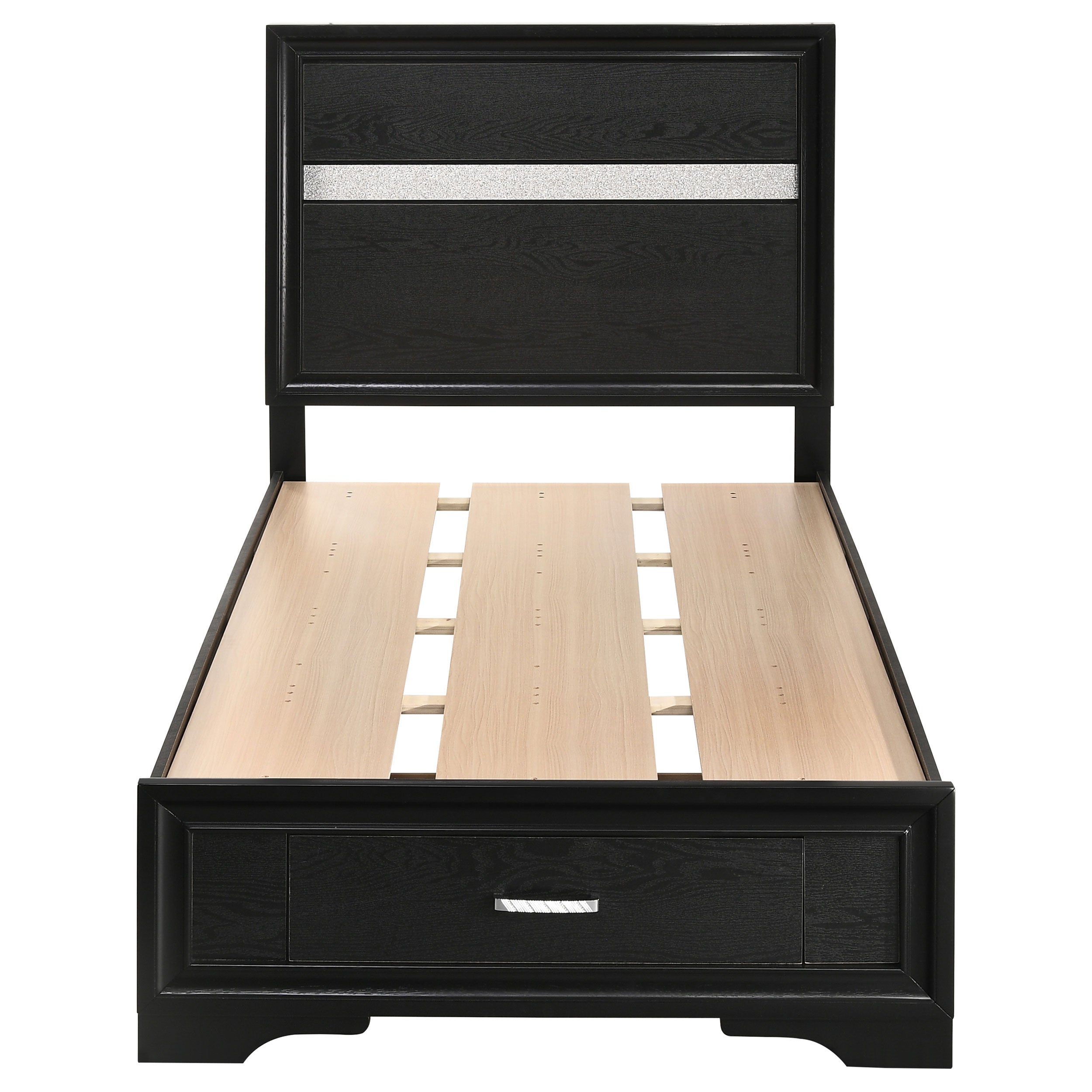 Miranda 51-inch Wood Storage Panel Bed Black
