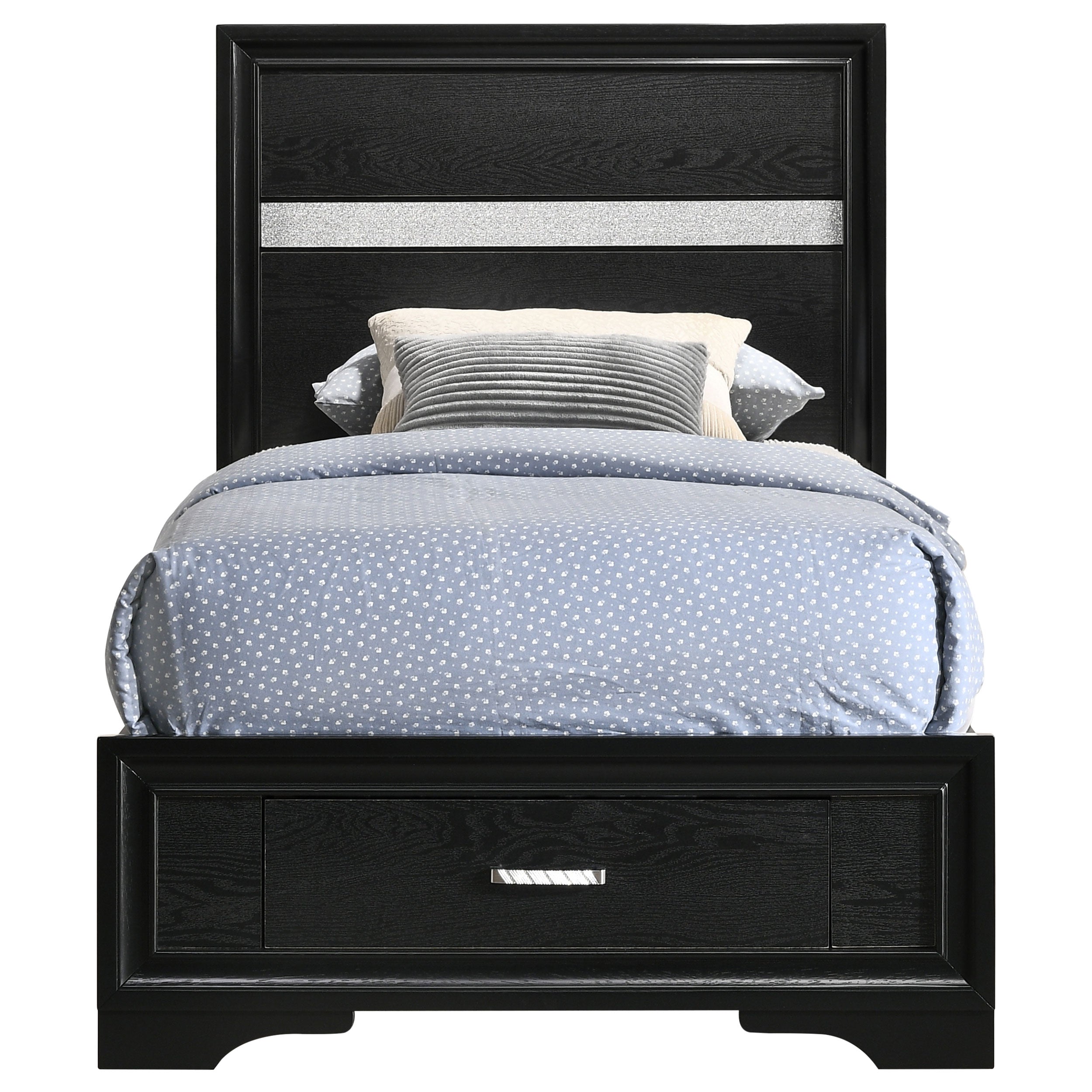 Miranda 51-inch Wood Storage Panel Bed Black