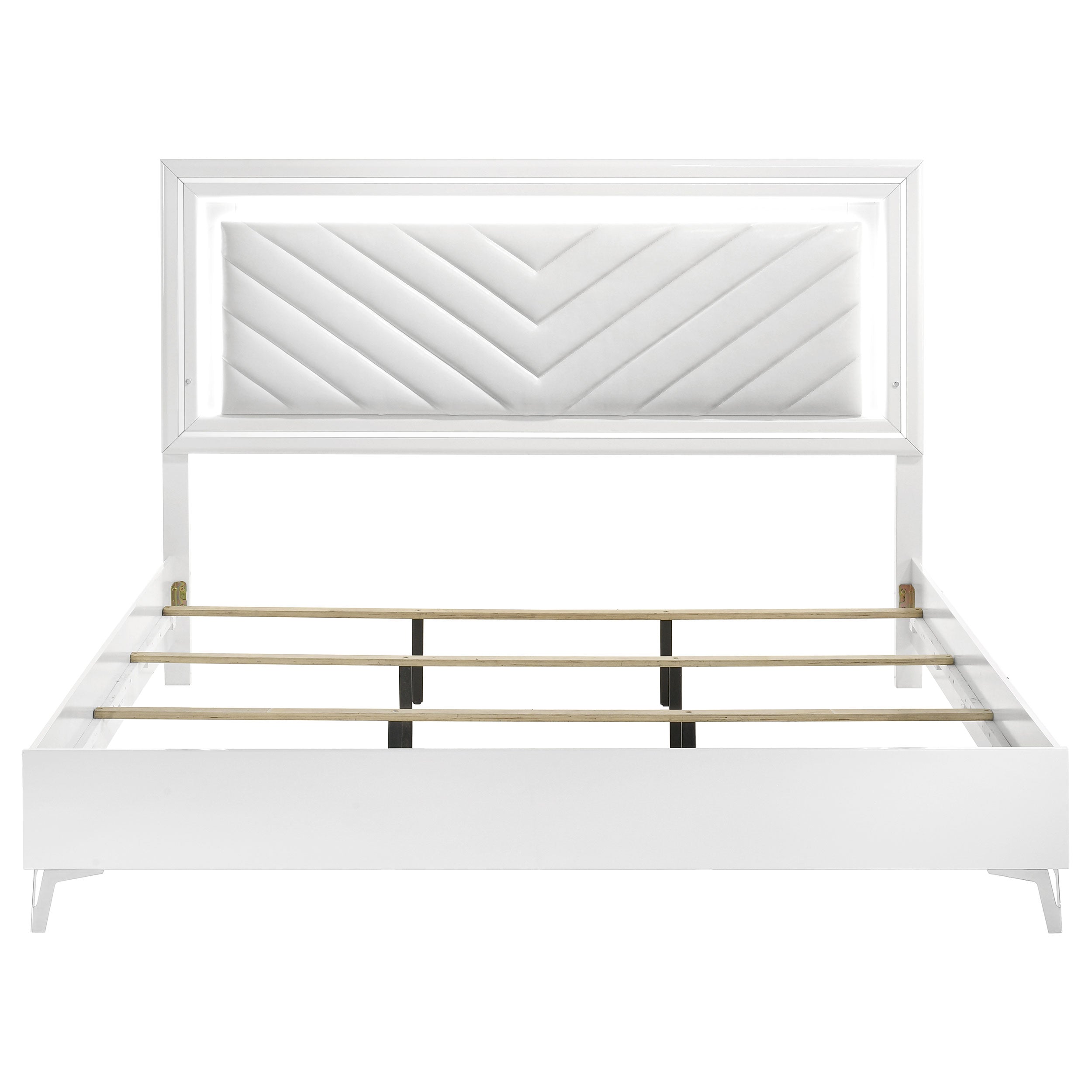 Cassia LED Panel Bed White High Gloss