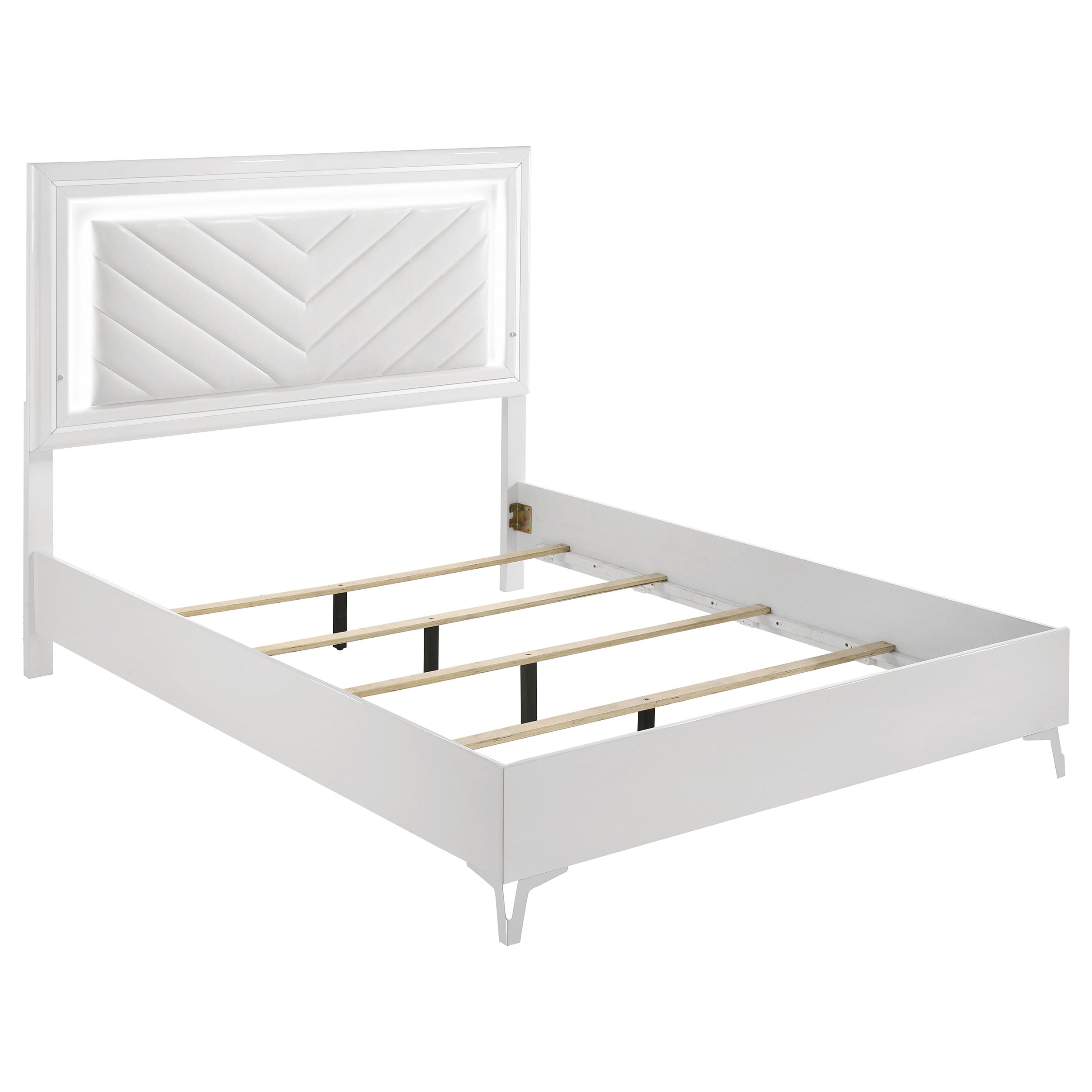 Cassia LED Panel Bed White High Gloss
