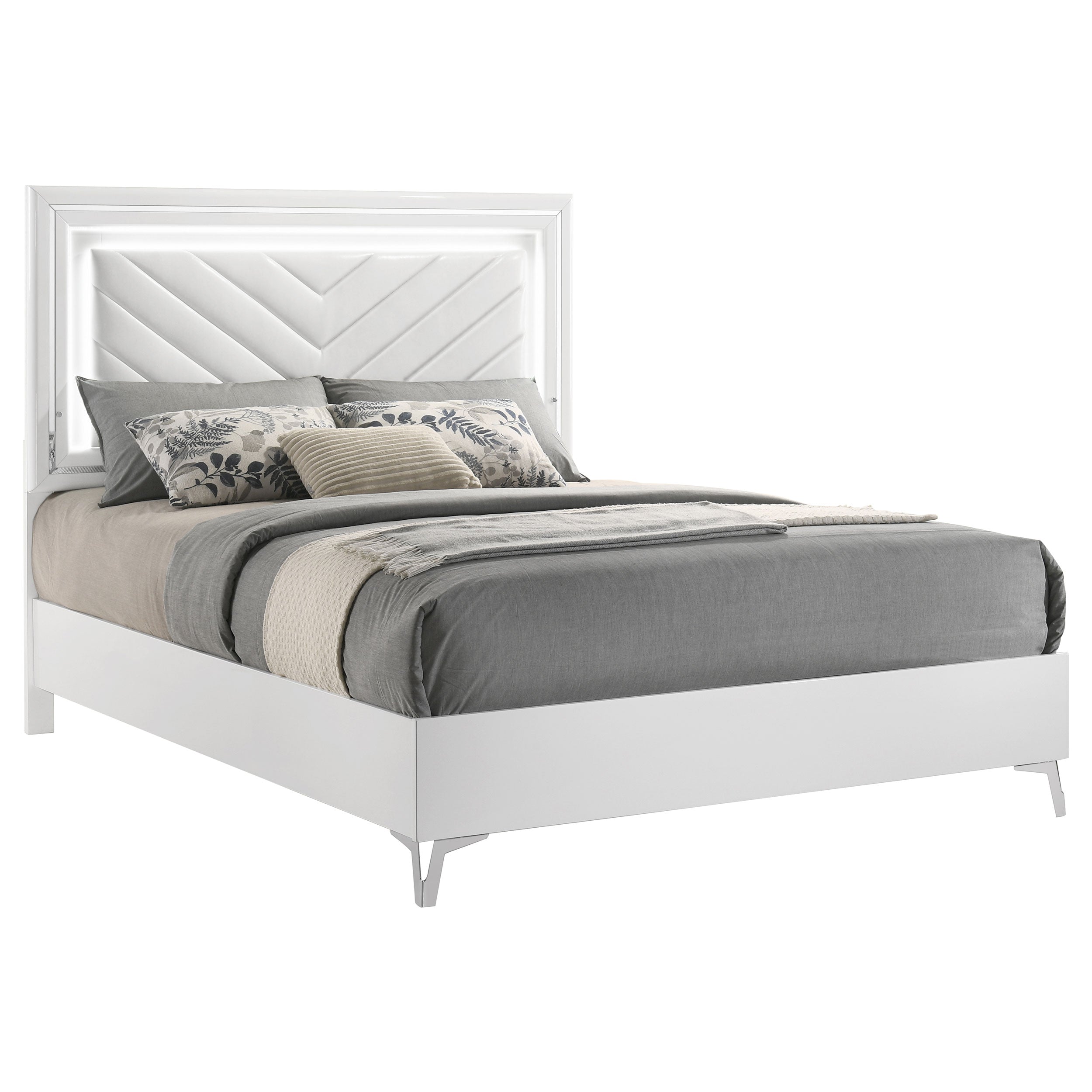 Cassia LED Panel Bed White High Gloss