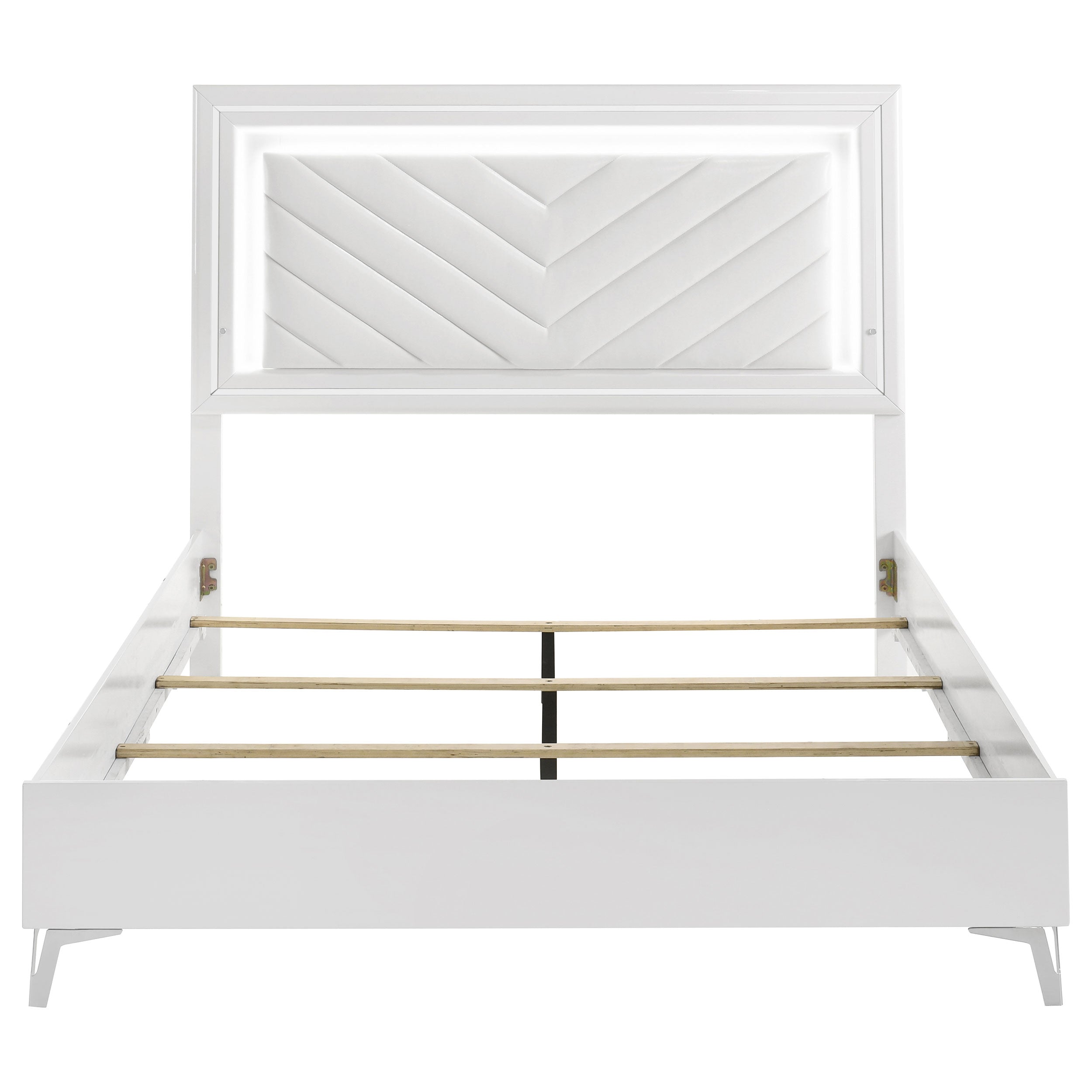 Cassia LED Panel Bed White High Gloss