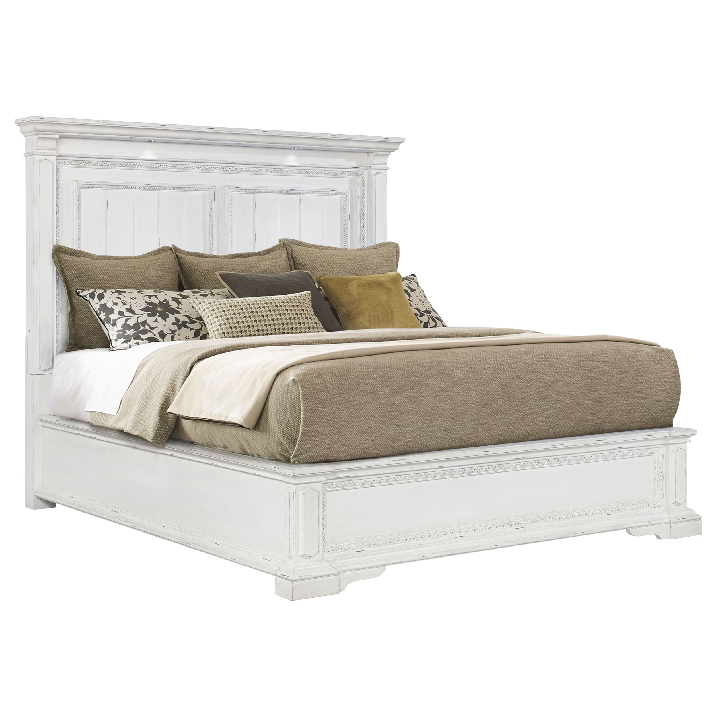 McKinney LED Light Panel Bed Vintage White