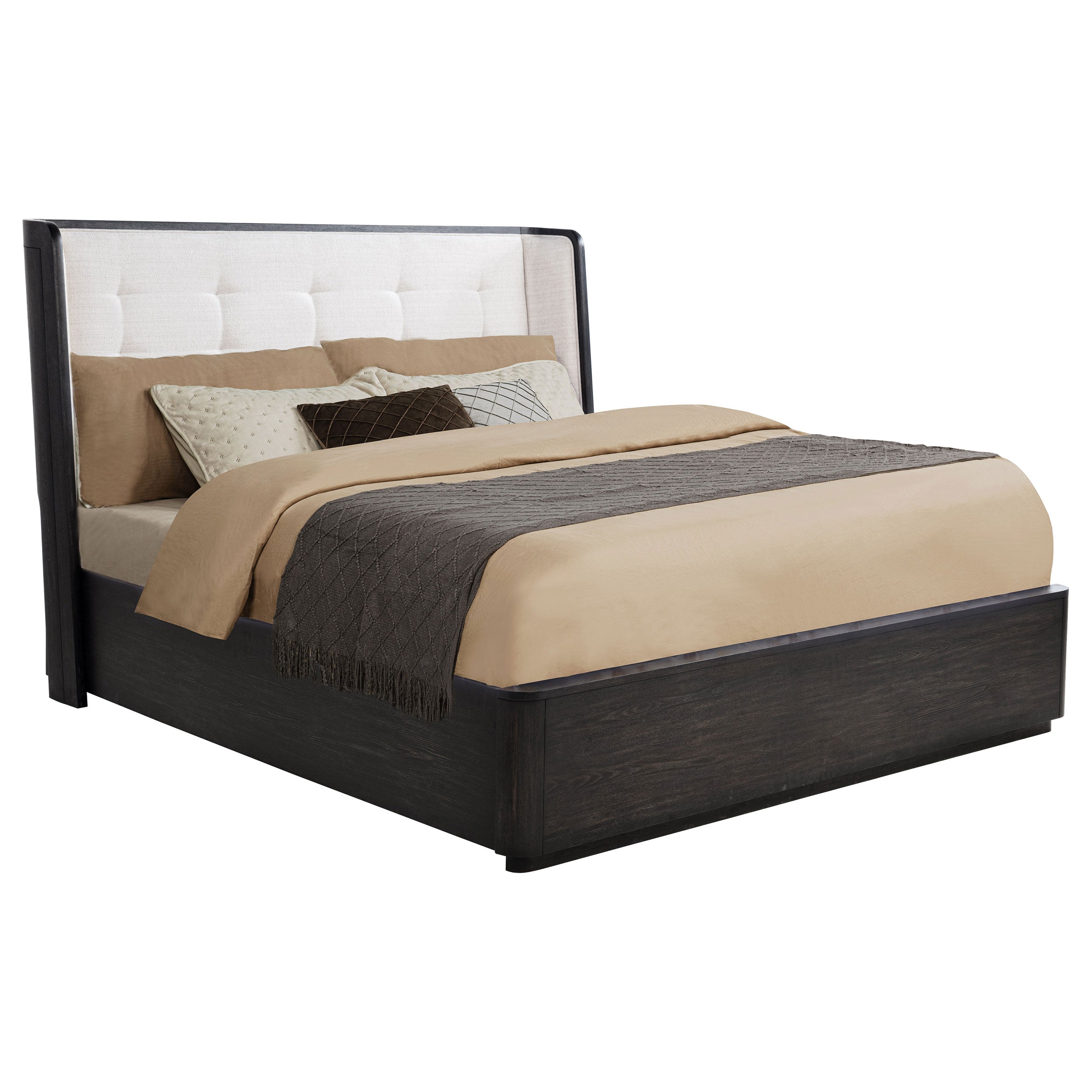 Leandro 55-inch  Wingback Bed Burnished Black