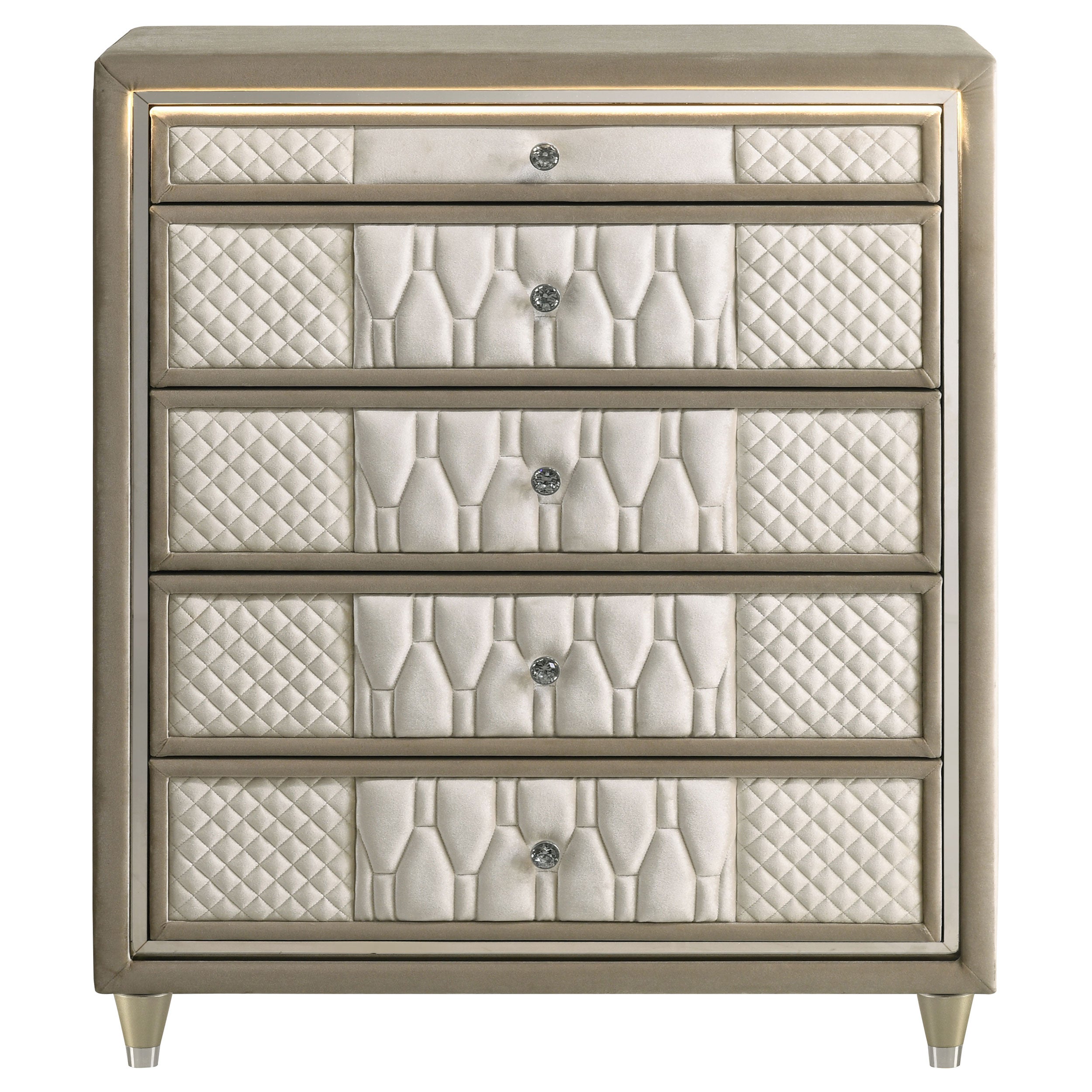 Lorient 5-drawer LED Chest of Drawers Ivory and Camel