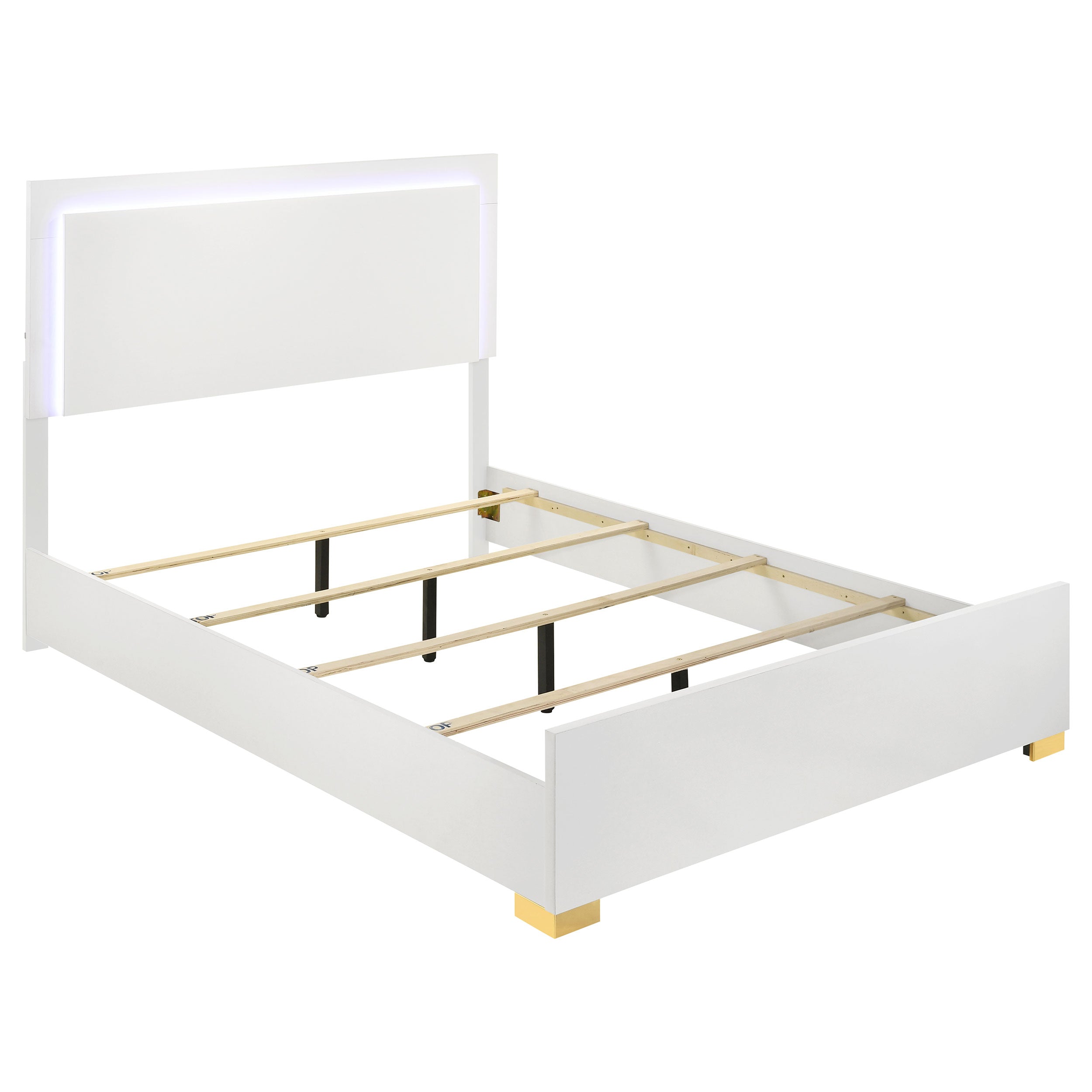 Marceline Wood  LED Panel Bed Black