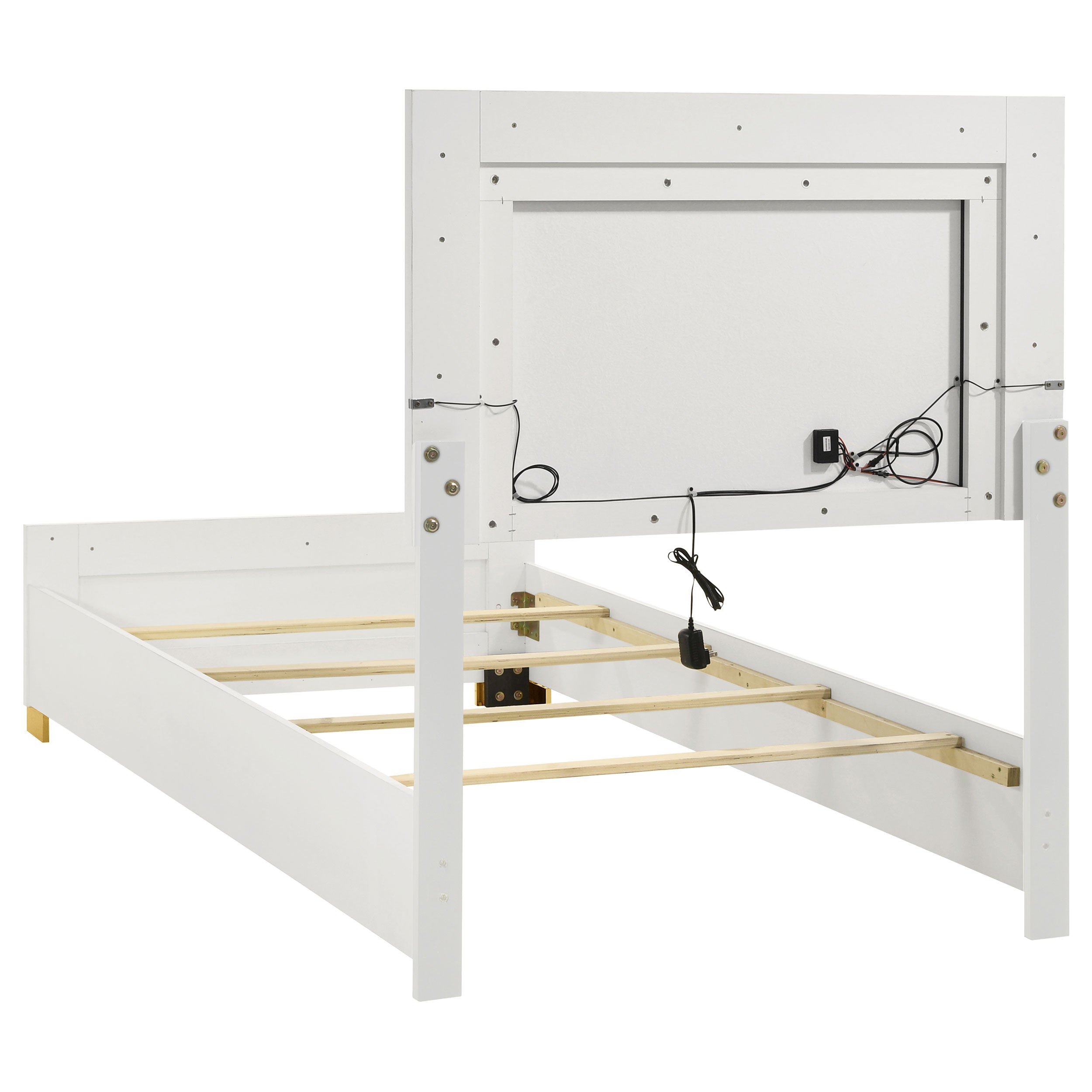 Marceline Wood  LED Panel Bed Black