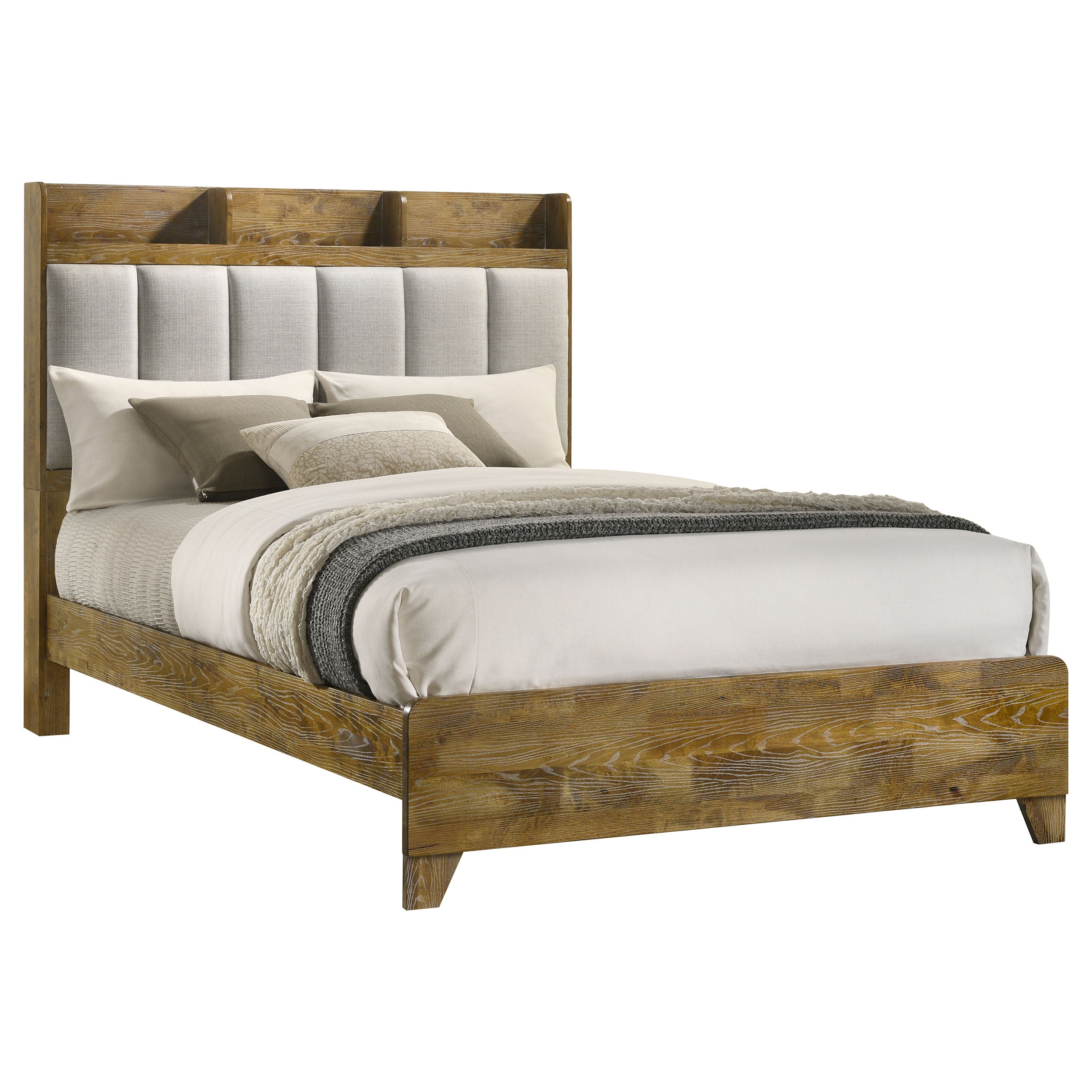 Henderson 57-inch Bookcase Panel Bed Medium Oak