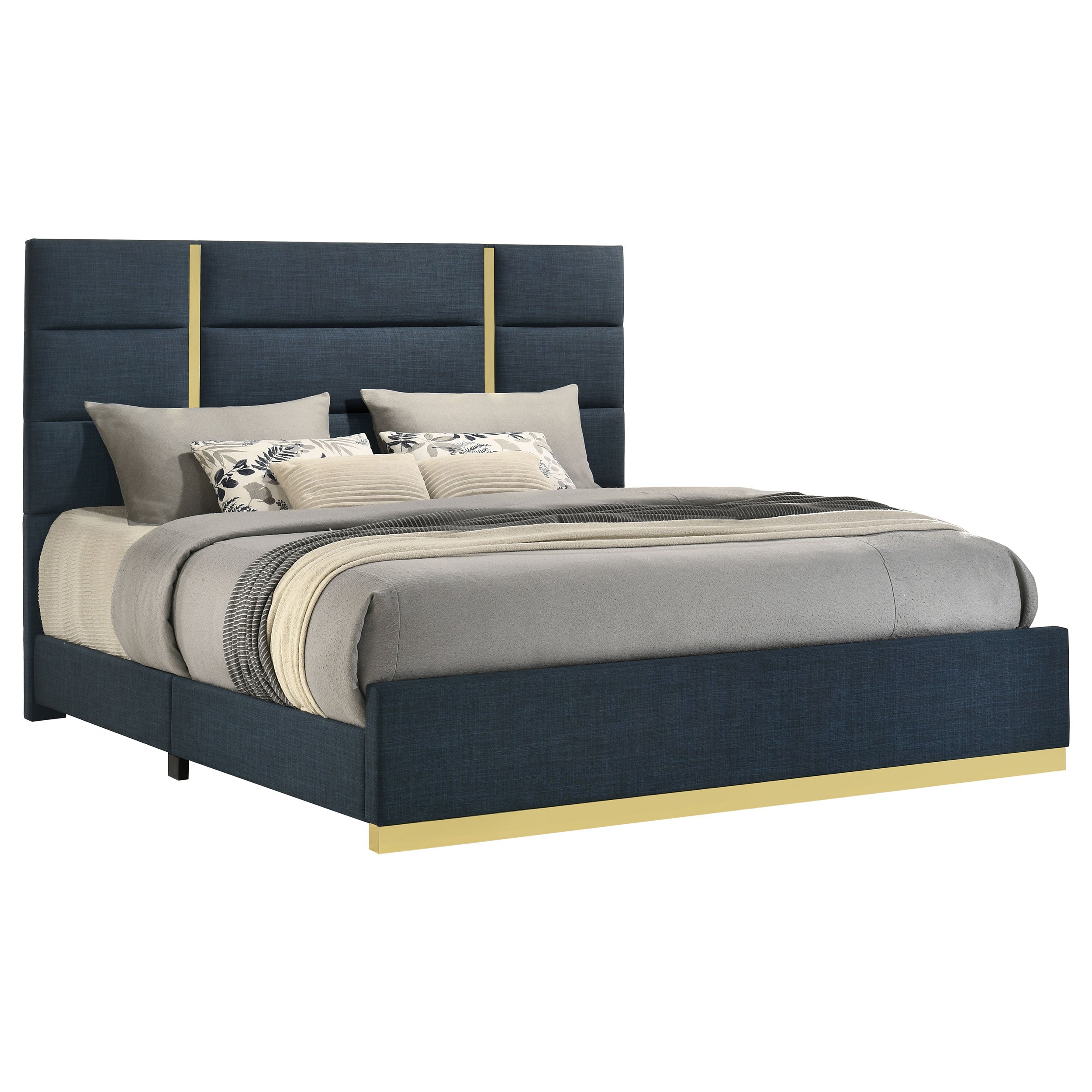 Ines 52-inch Fabric Upholstered Queen Panel Bed Grey