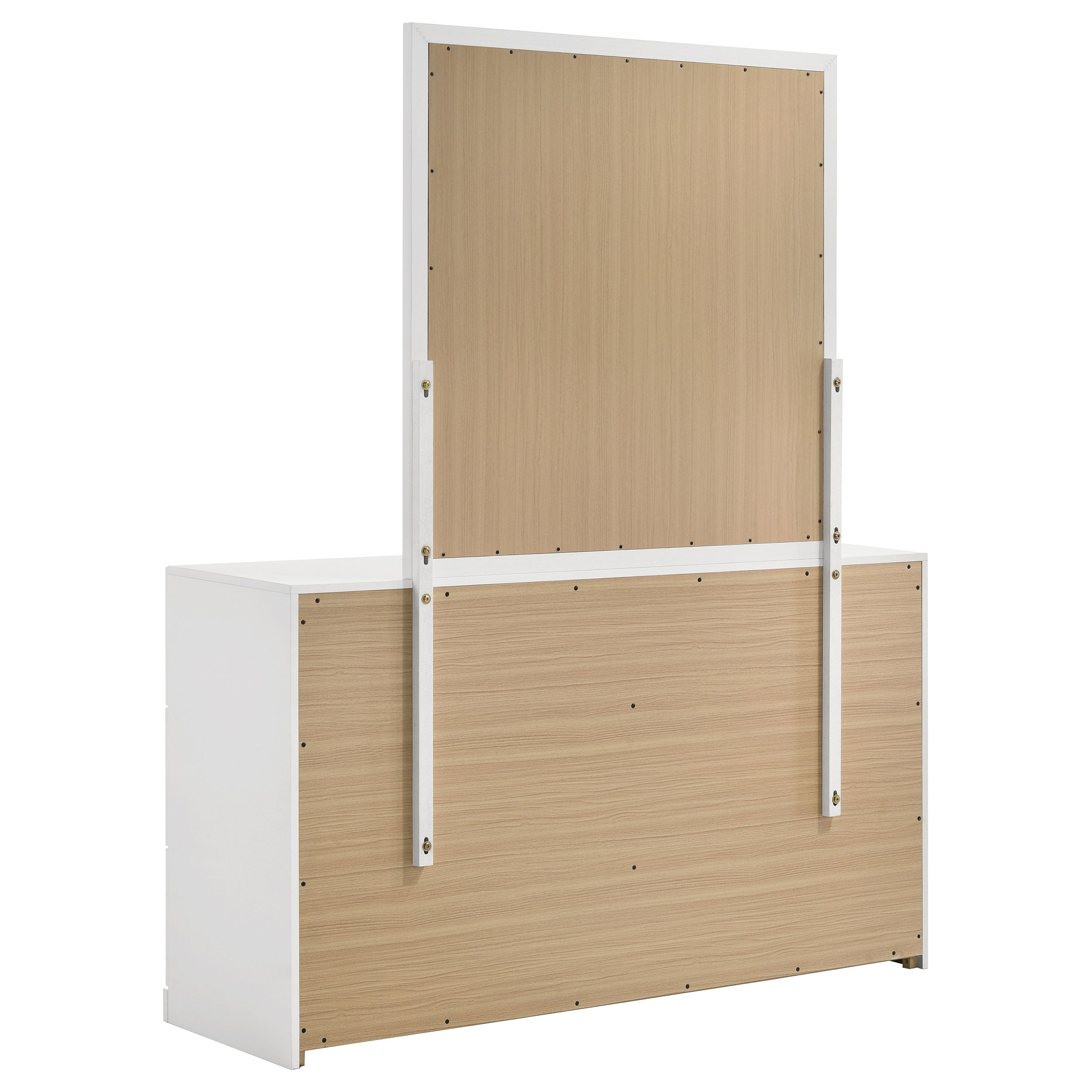 Ines 6-drawer Bedroom Dresser with Mirror Cabinet White High Gloss