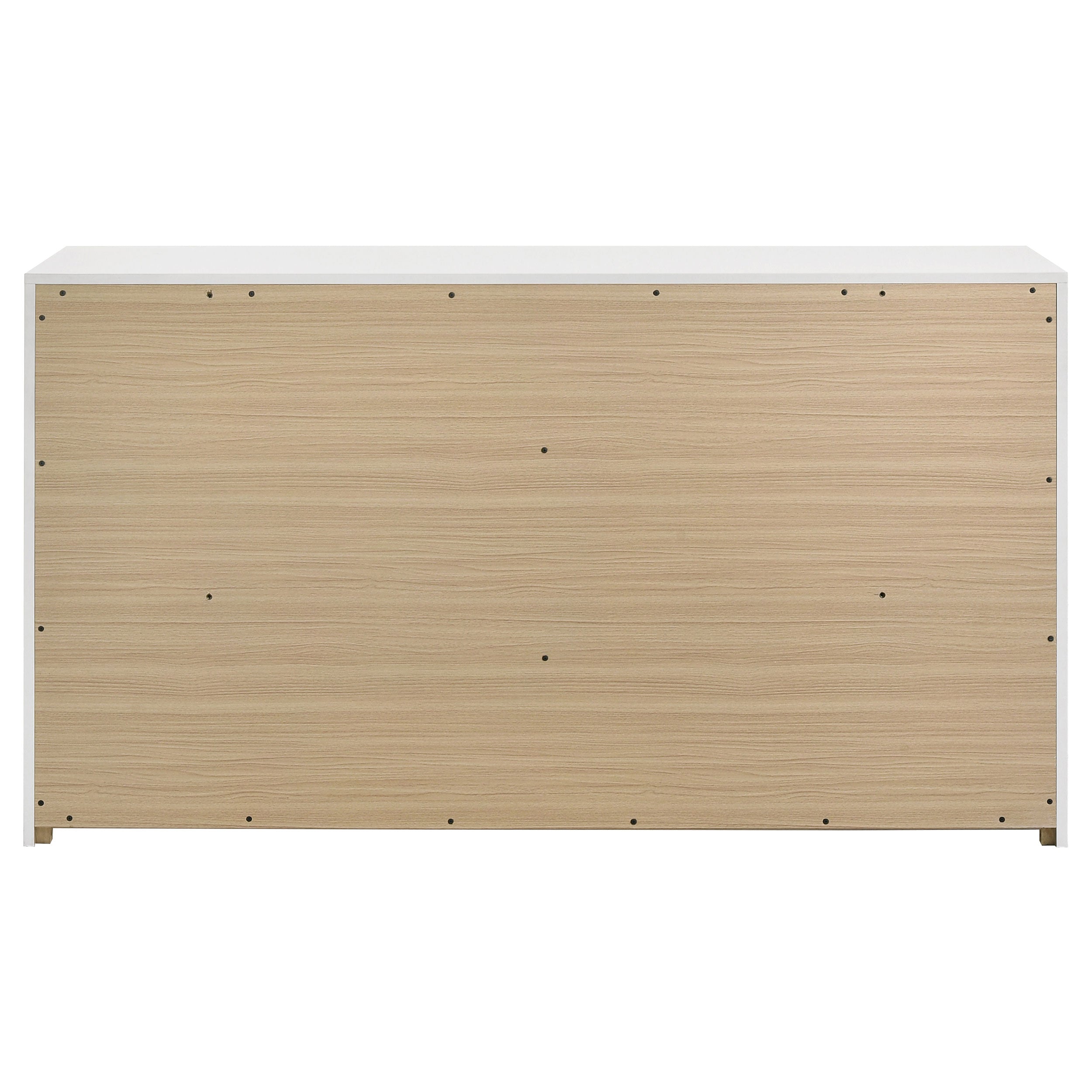 Ines 6-drawer Bedroom Dresser with Mirror Cabinet White High Gloss