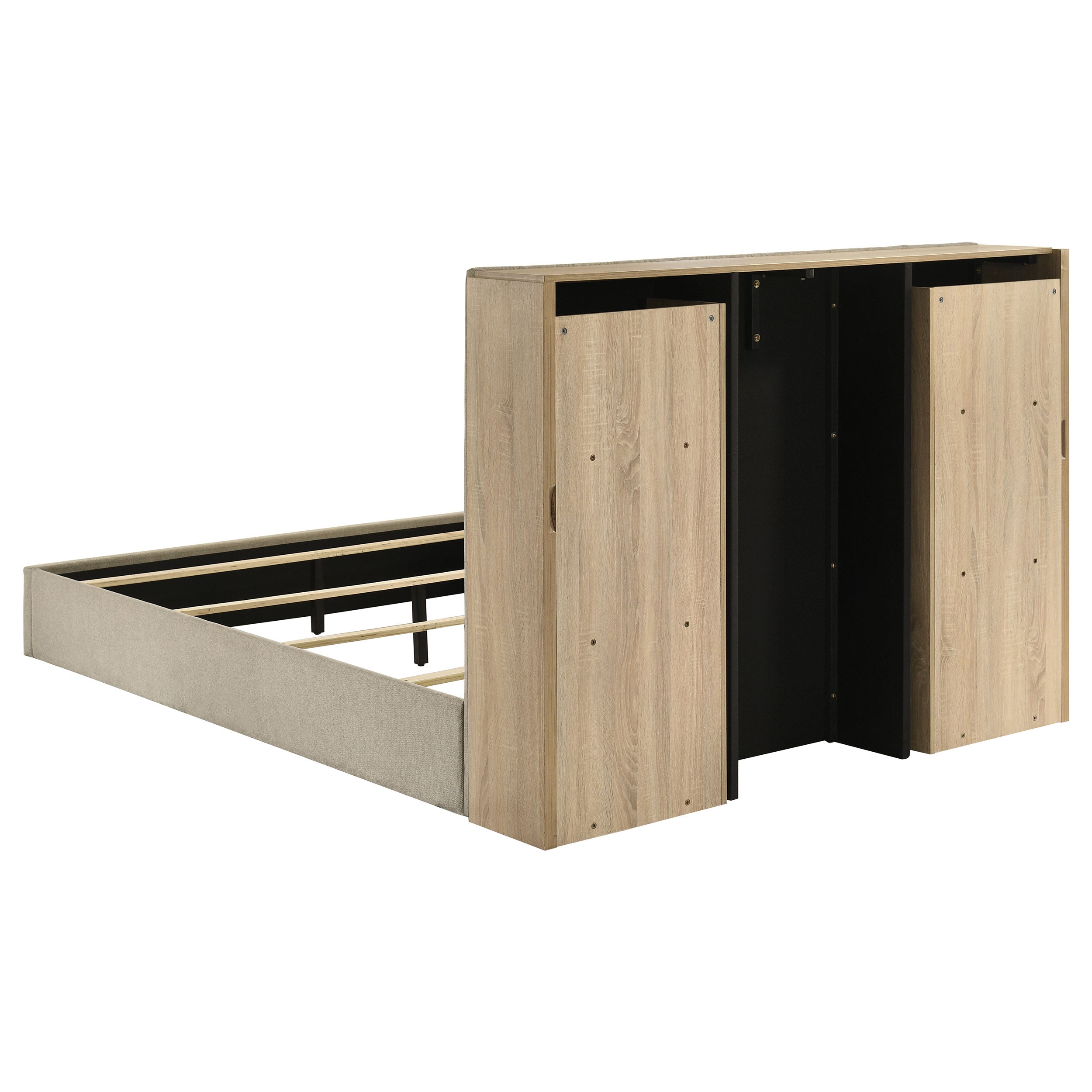 Arielle  Bookcase Panel Storage Bed Light Oak