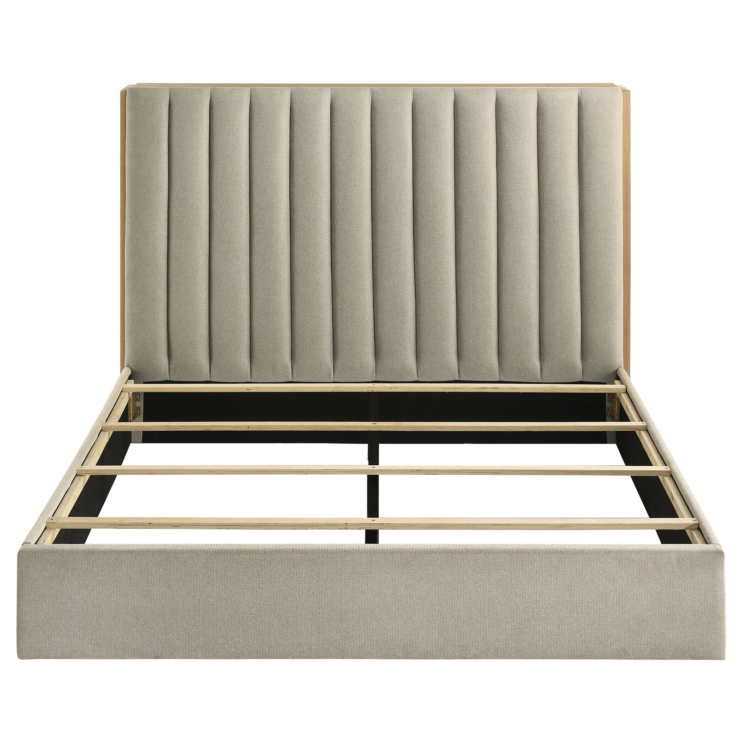 Arielle  Bookcase Panel Storage Bed Light Oak