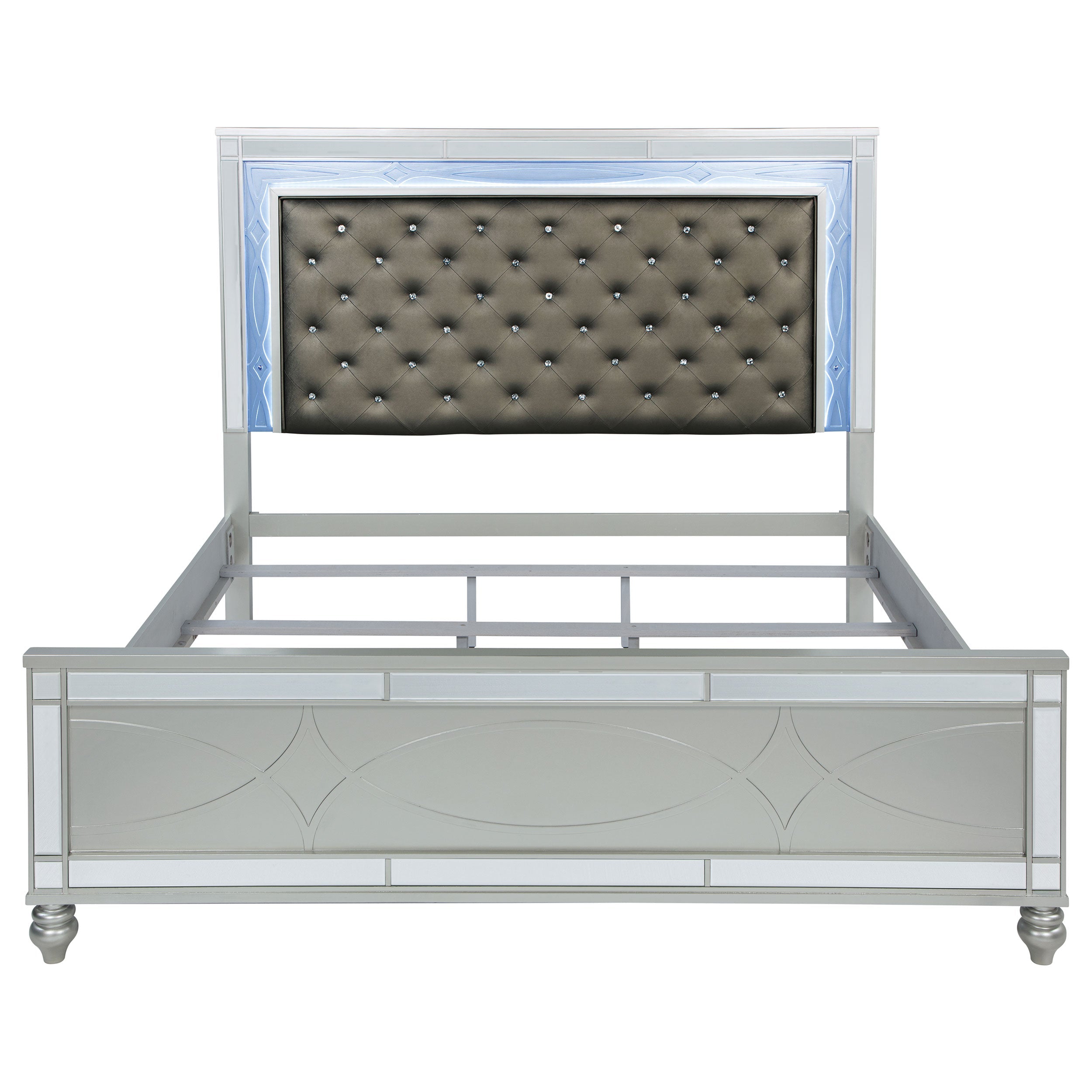 Gunnison Wood LED Panel Bed Silver Metallic