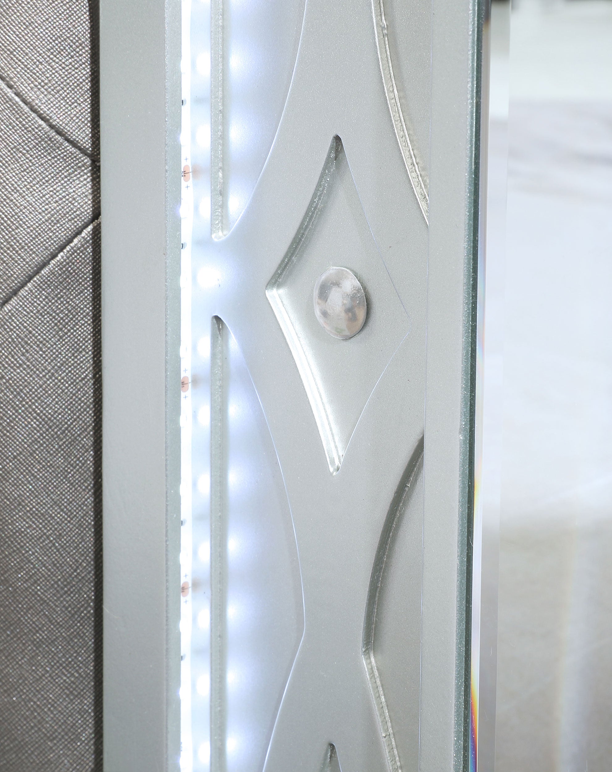 Gunnison Wood LED Panel Bed Silver Metallic