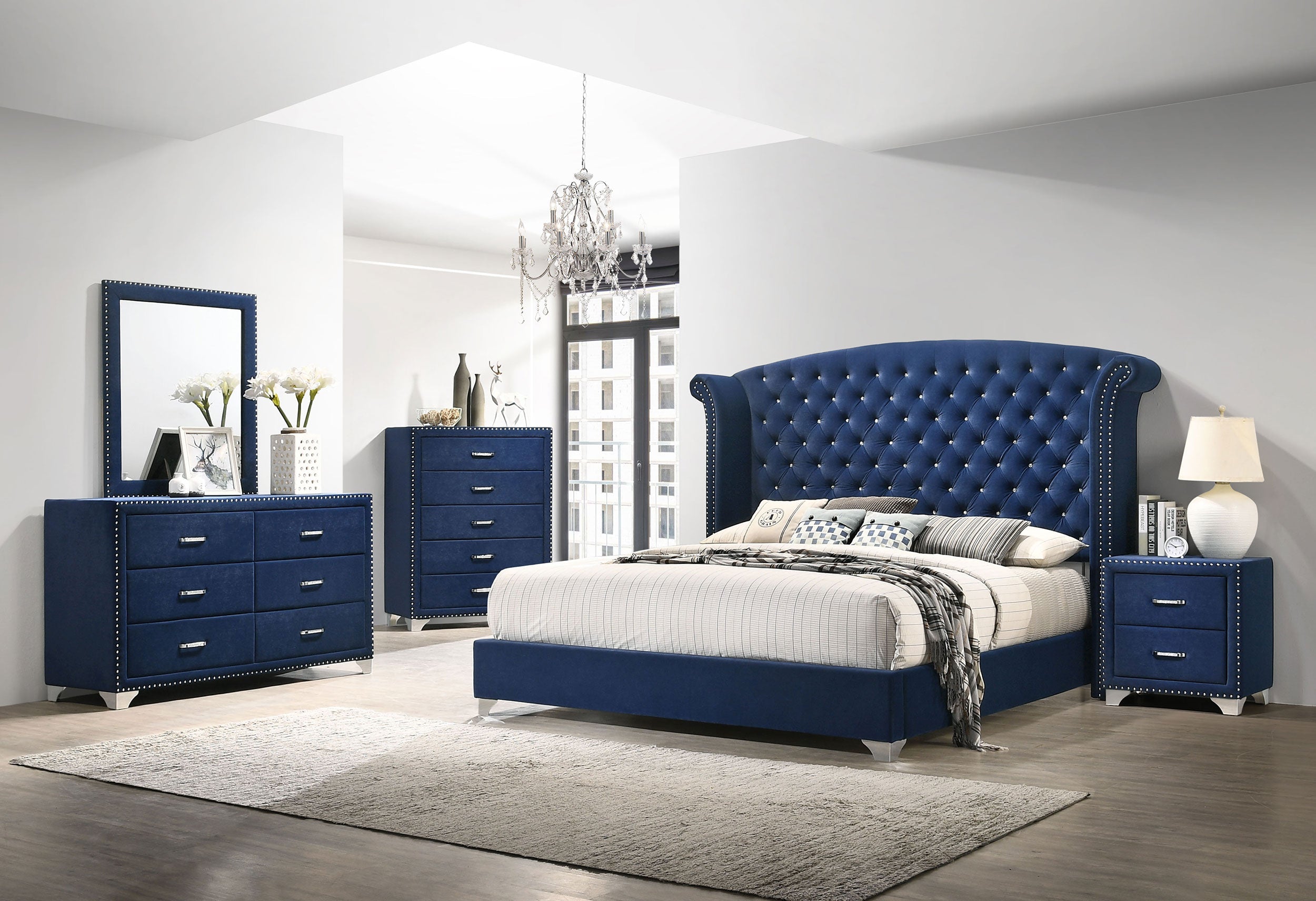 Melody Upholstered Wingback Bed Grey