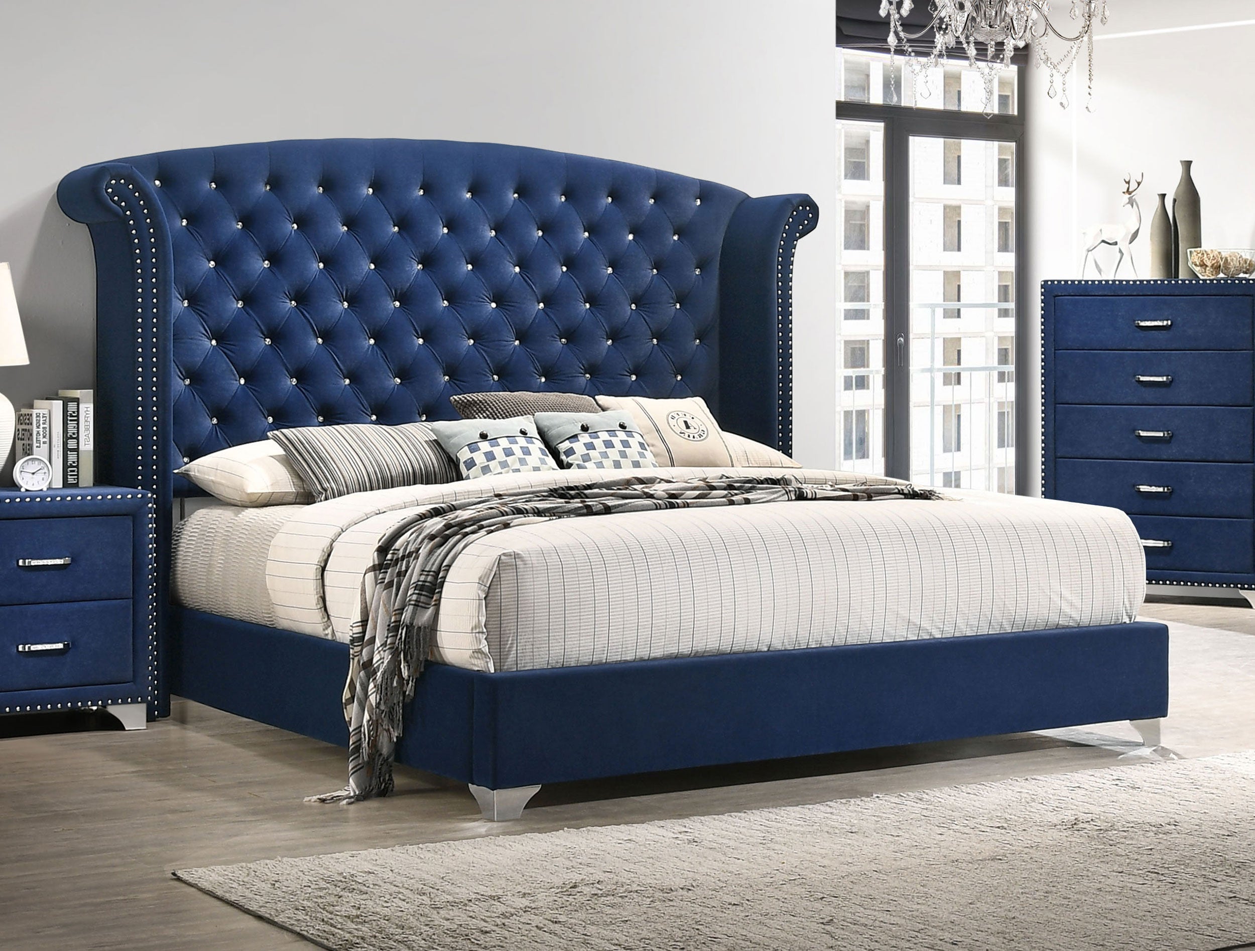Melody Upholstered Wingback Bed Grey