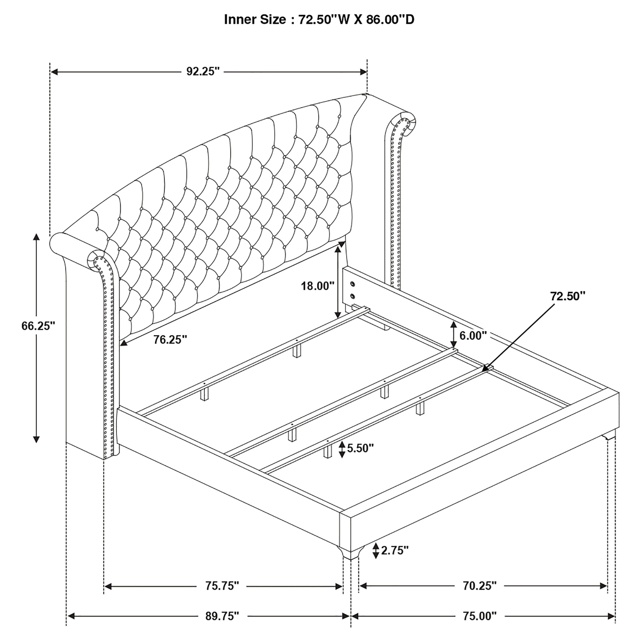 Melody Upholstered Wingback Bed Grey