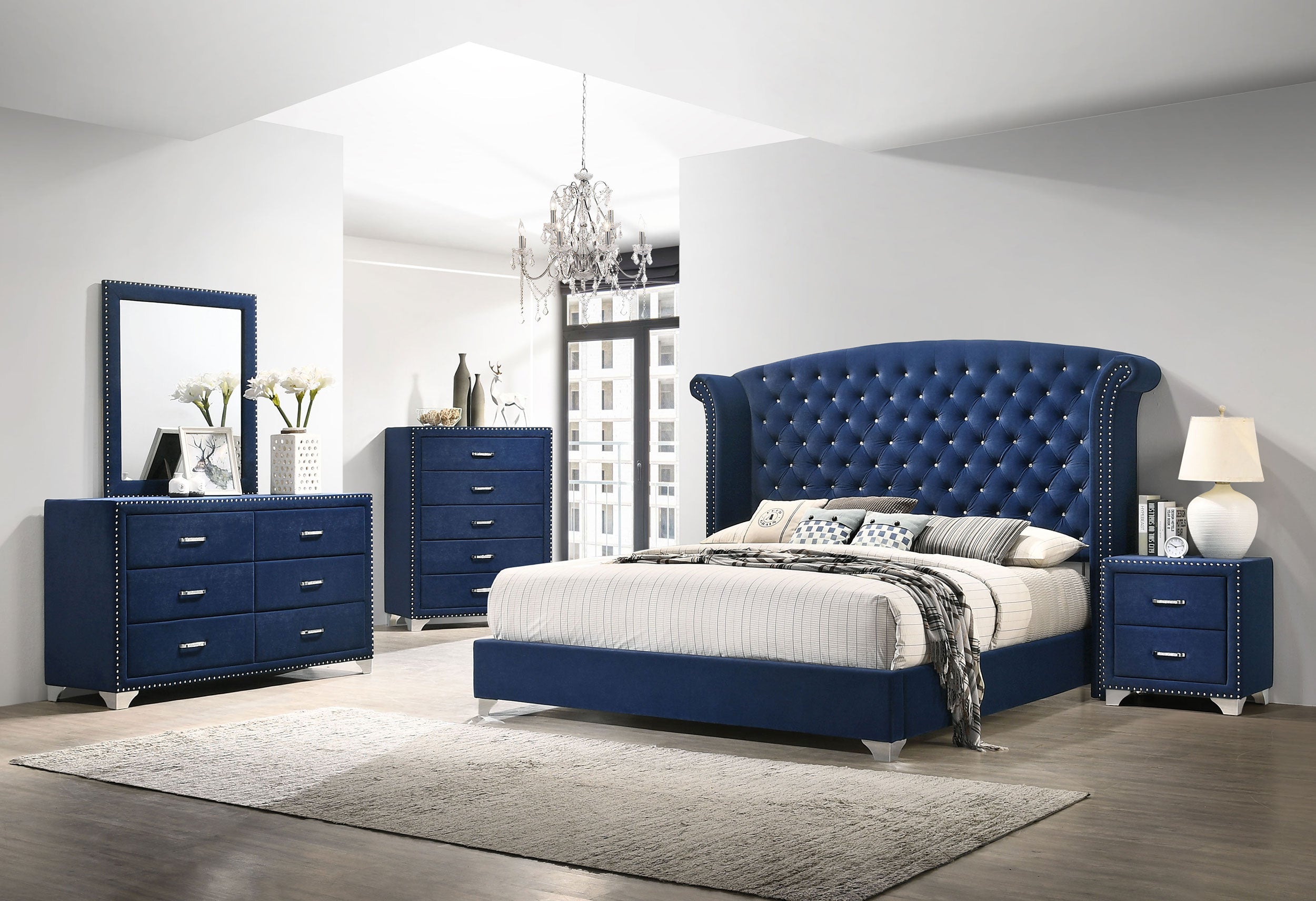 Melody Upholstered Wingback Bed Grey
