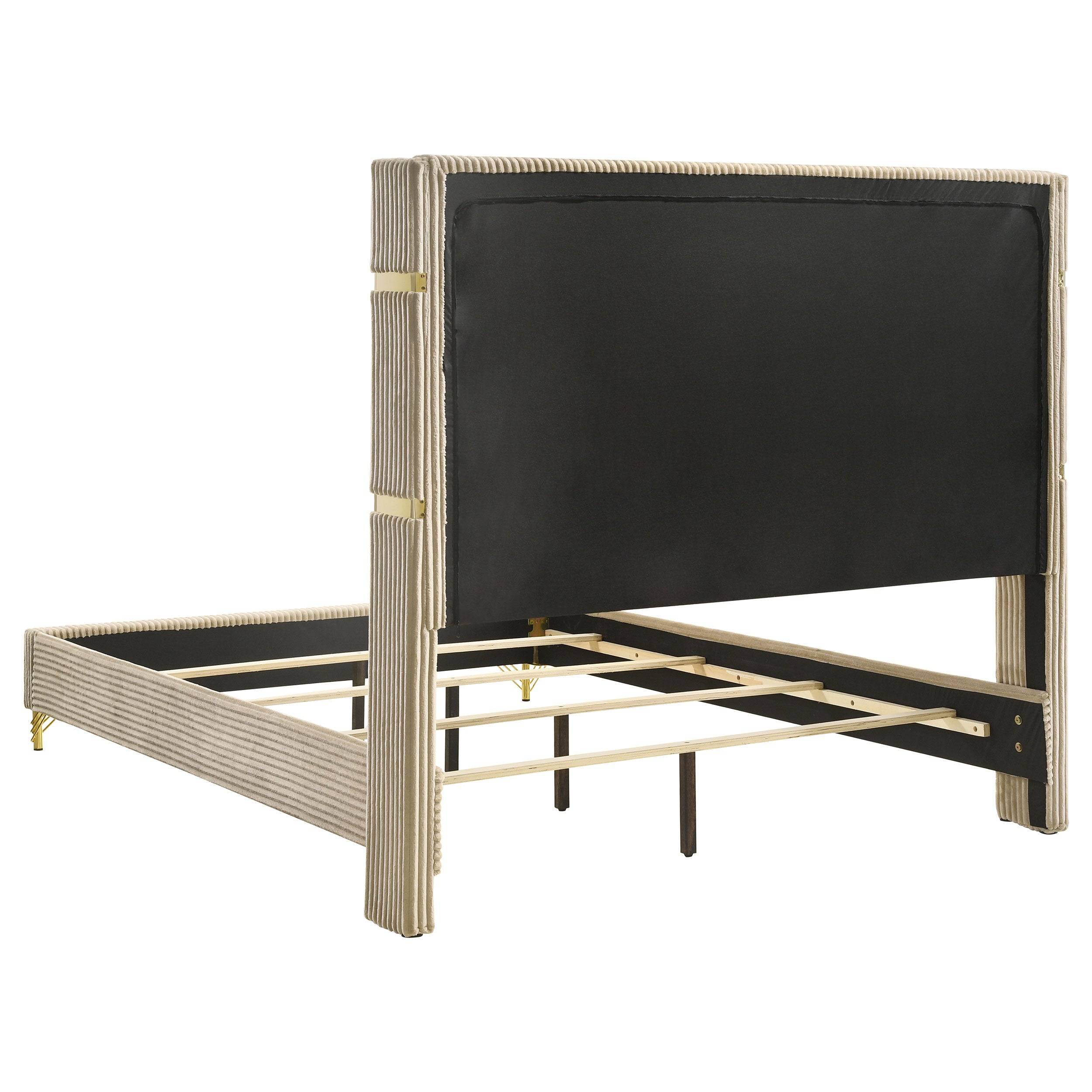 Lucia 61-inch Upholstered  Wingback Bed Beige