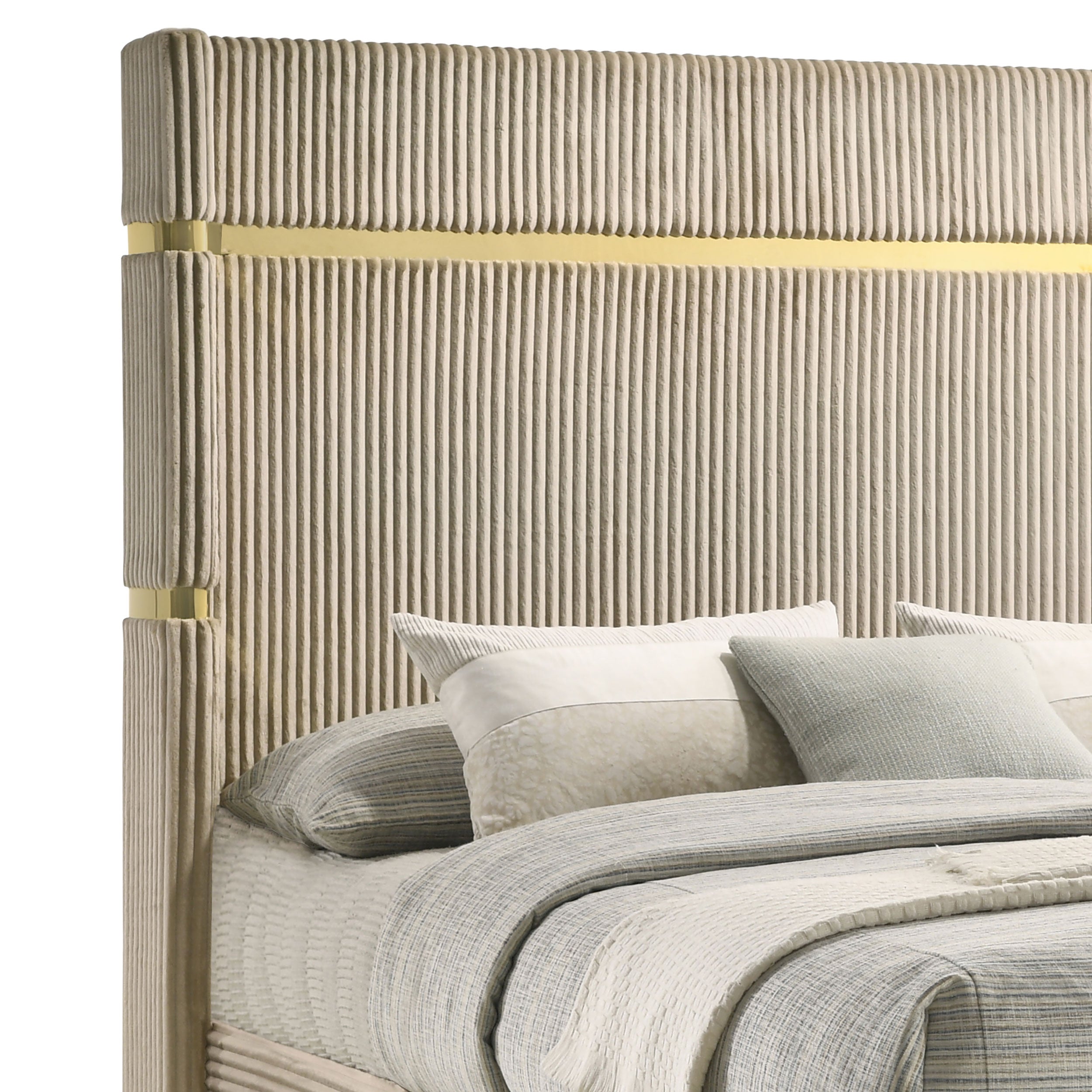 Lucia 61-inch Upholstered  Wingback Bed Beige