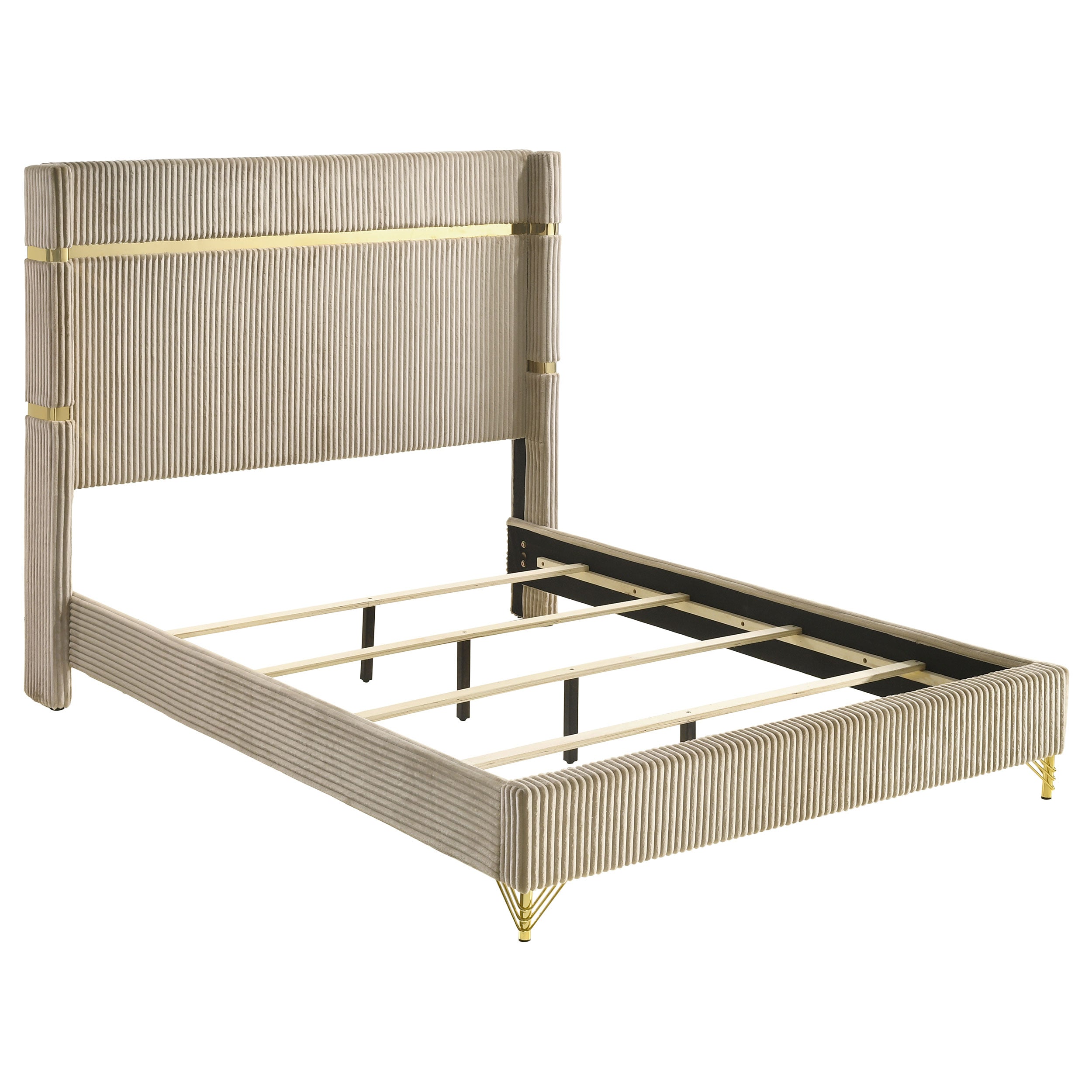 Lucia 61-inch Upholstered  Wingback Bed Beige