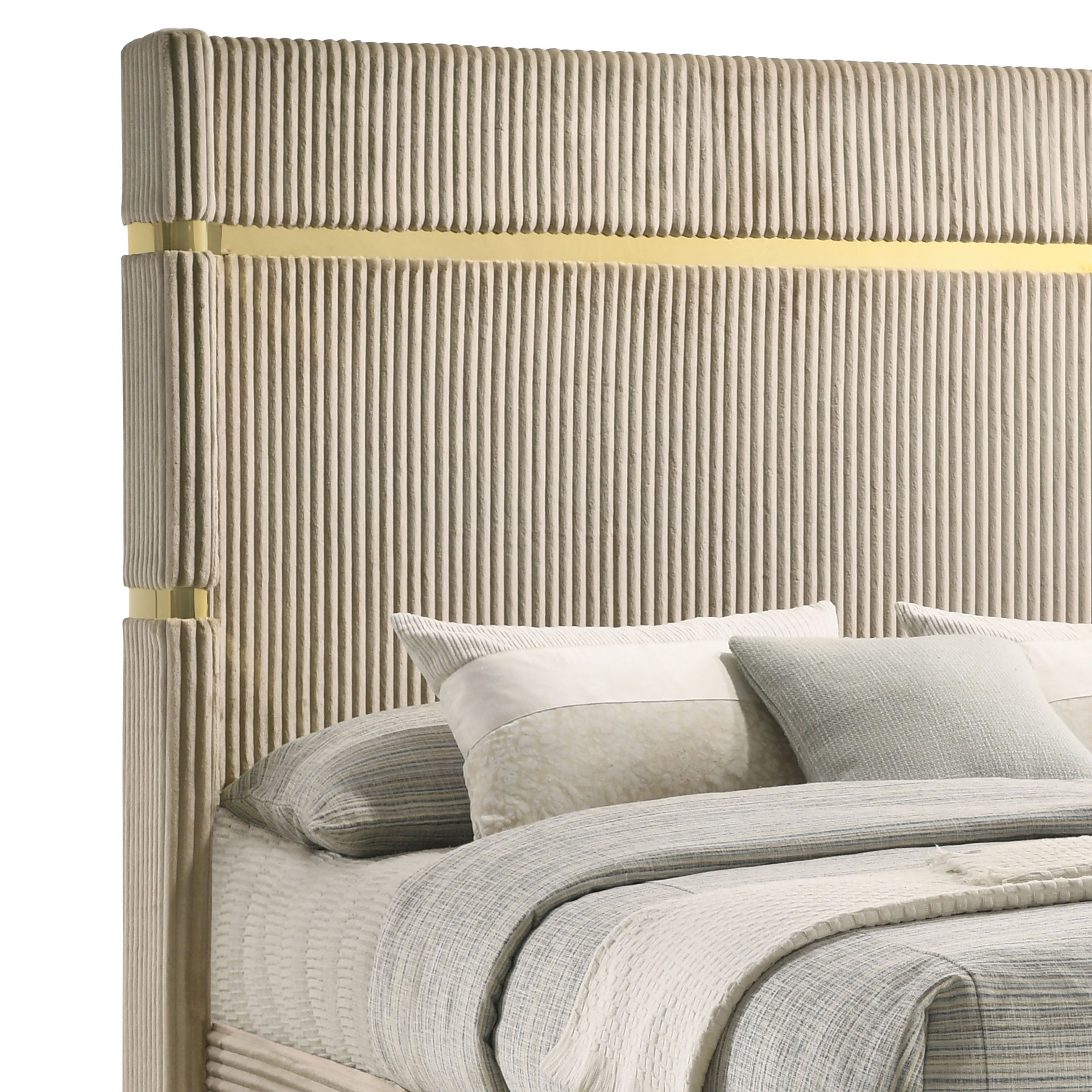 Lucia 61-inch Upholstered  Wingback Bed Beige