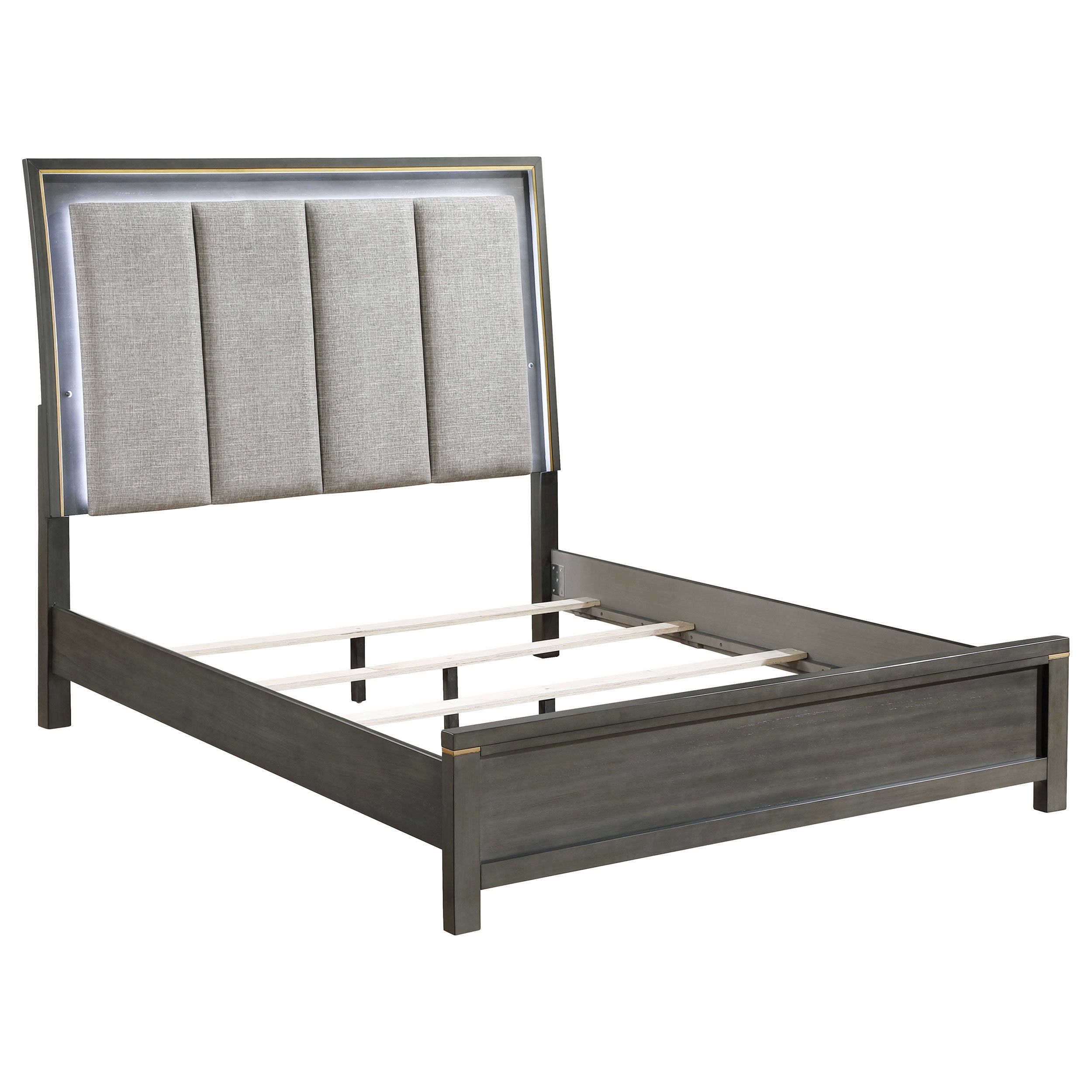 Kieran Wood LED Panel Bed Grey