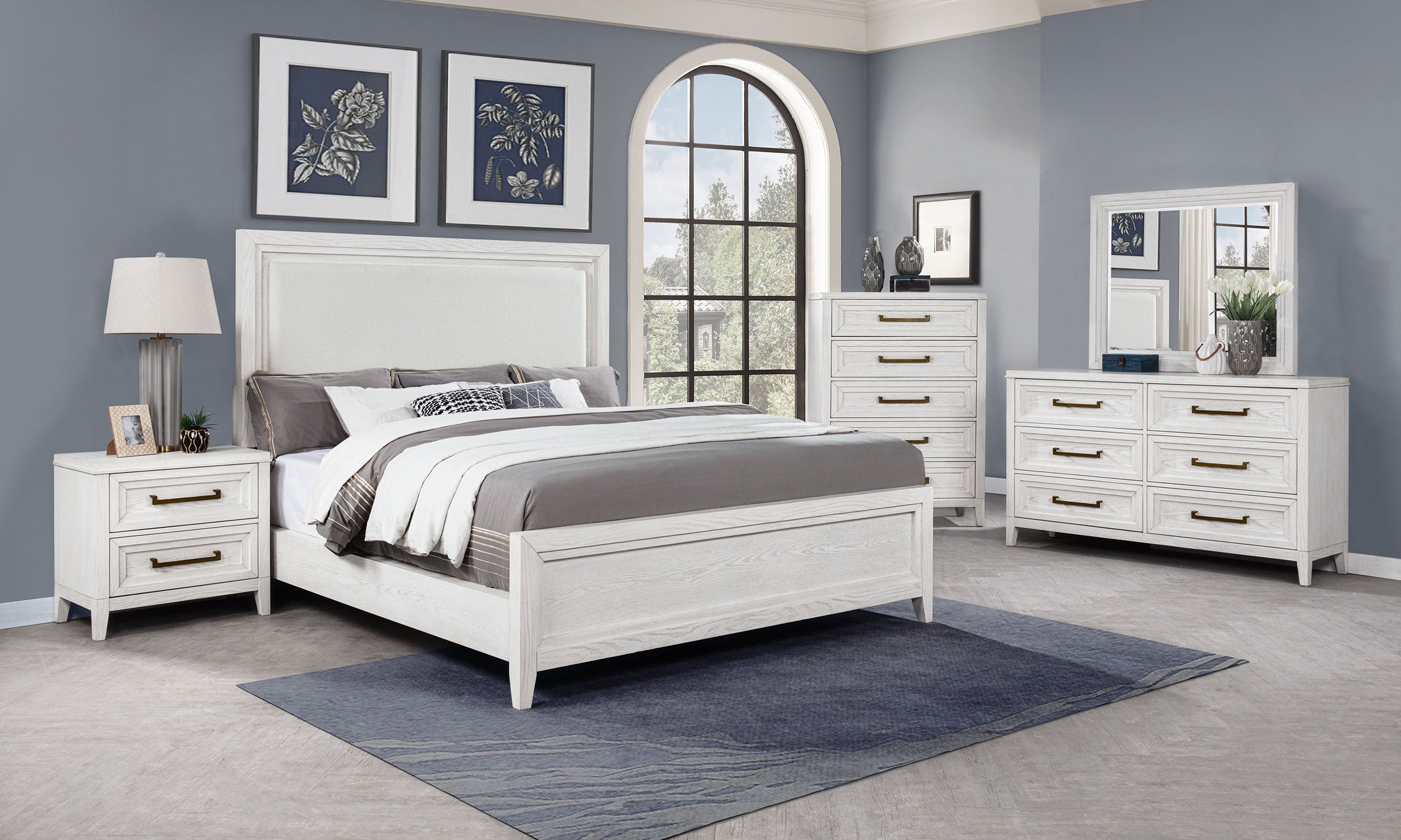 Marielle Dresser Mirror Distressed White