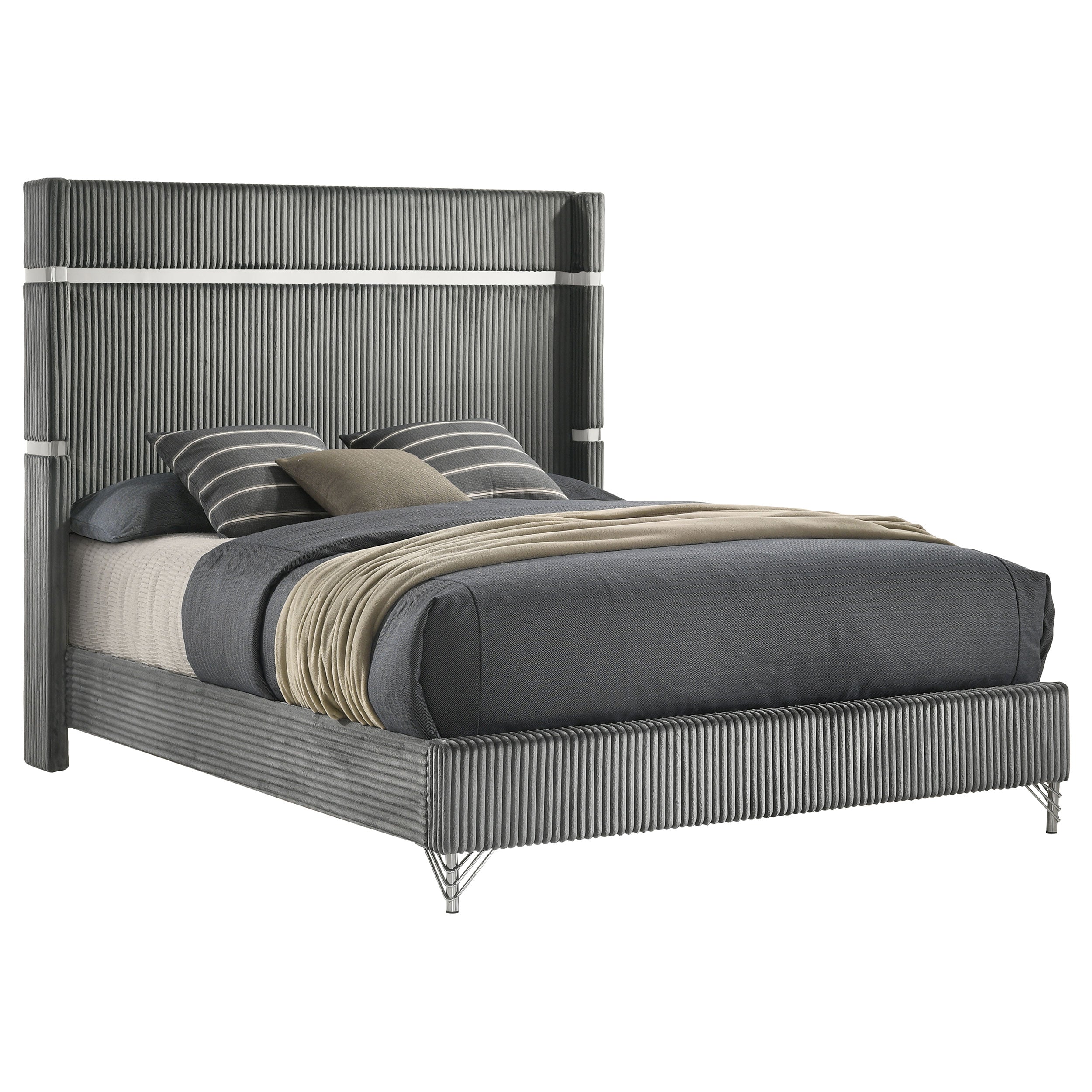 Lucia 61-inch Upholstered  Wingback Bed Beige