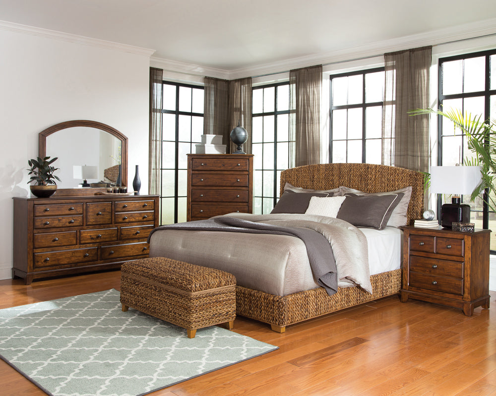 Laughton Banana Leaf  Panel Bed Amber