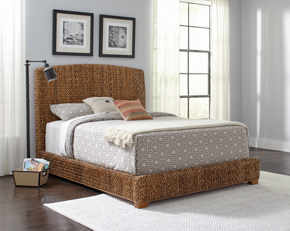 Laughton Banana Leaf  Panel Bed Amber