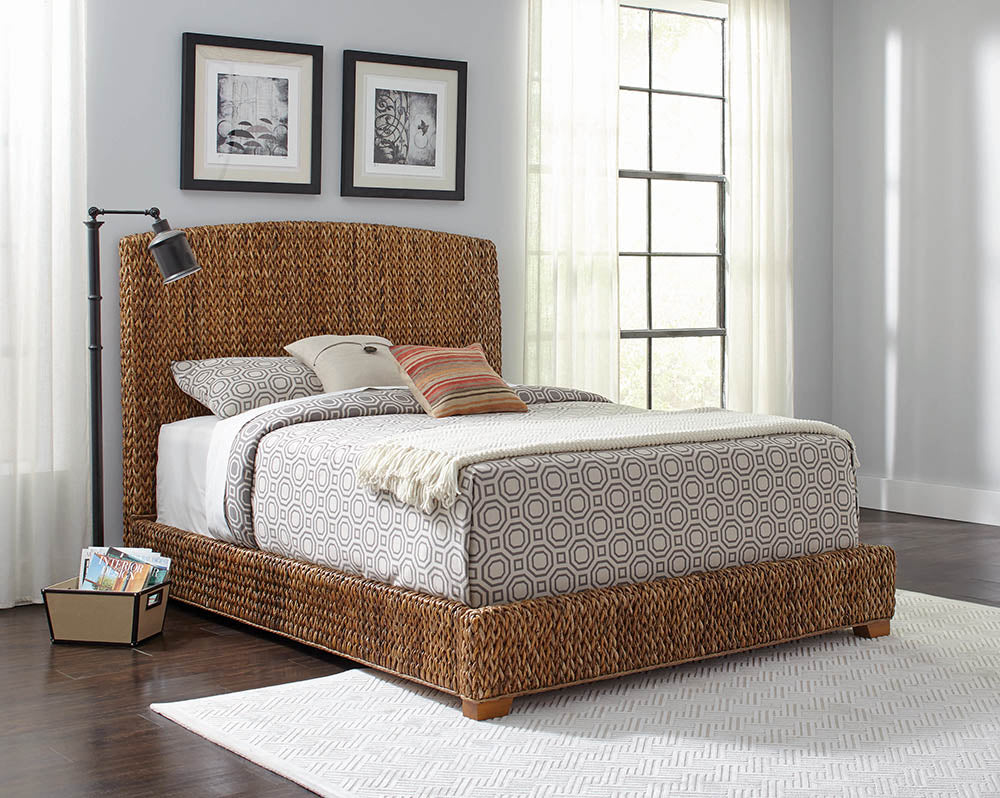 Laughton Banana Leaf  Panel Bed Amber