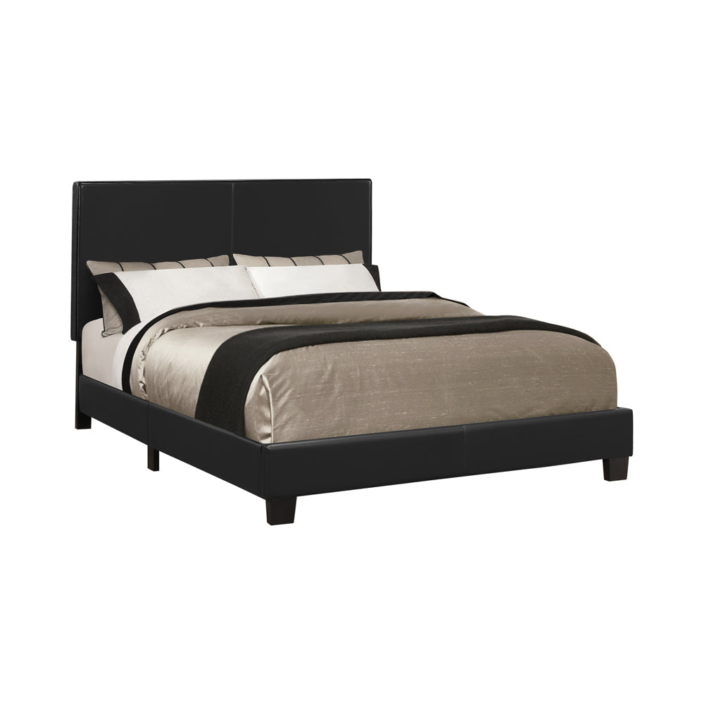 Mauve Upholstered  Panel Bed Black