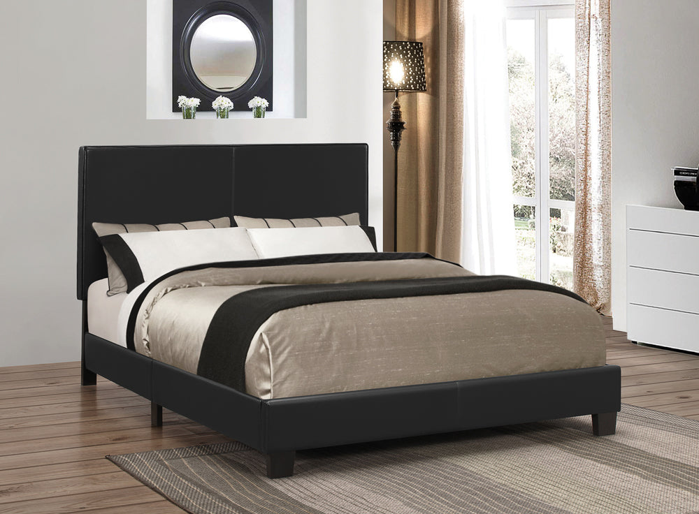 Mauve Upholstered  Panel Bed Black