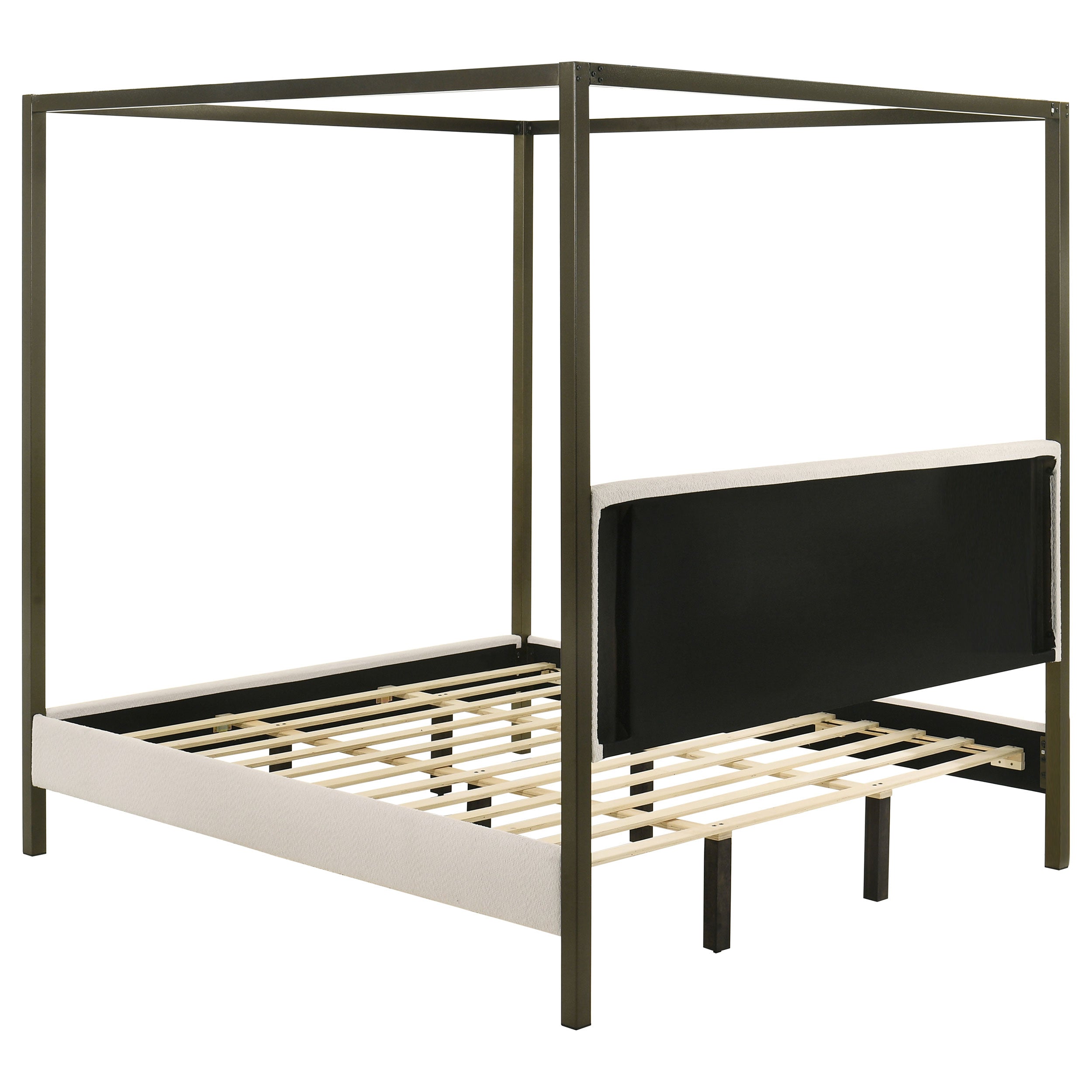 Monroe Upholstered  Canopy Bed Vanilla