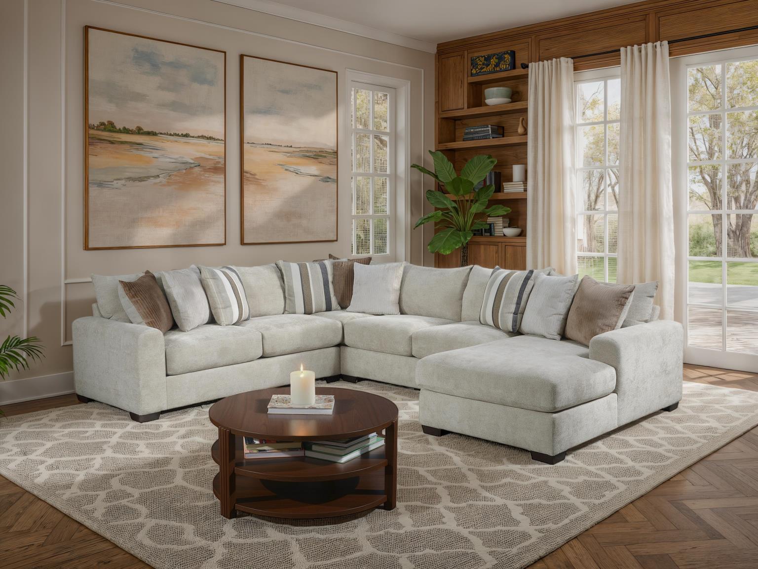Dahlia Pebble 3pc Sectional Sofa