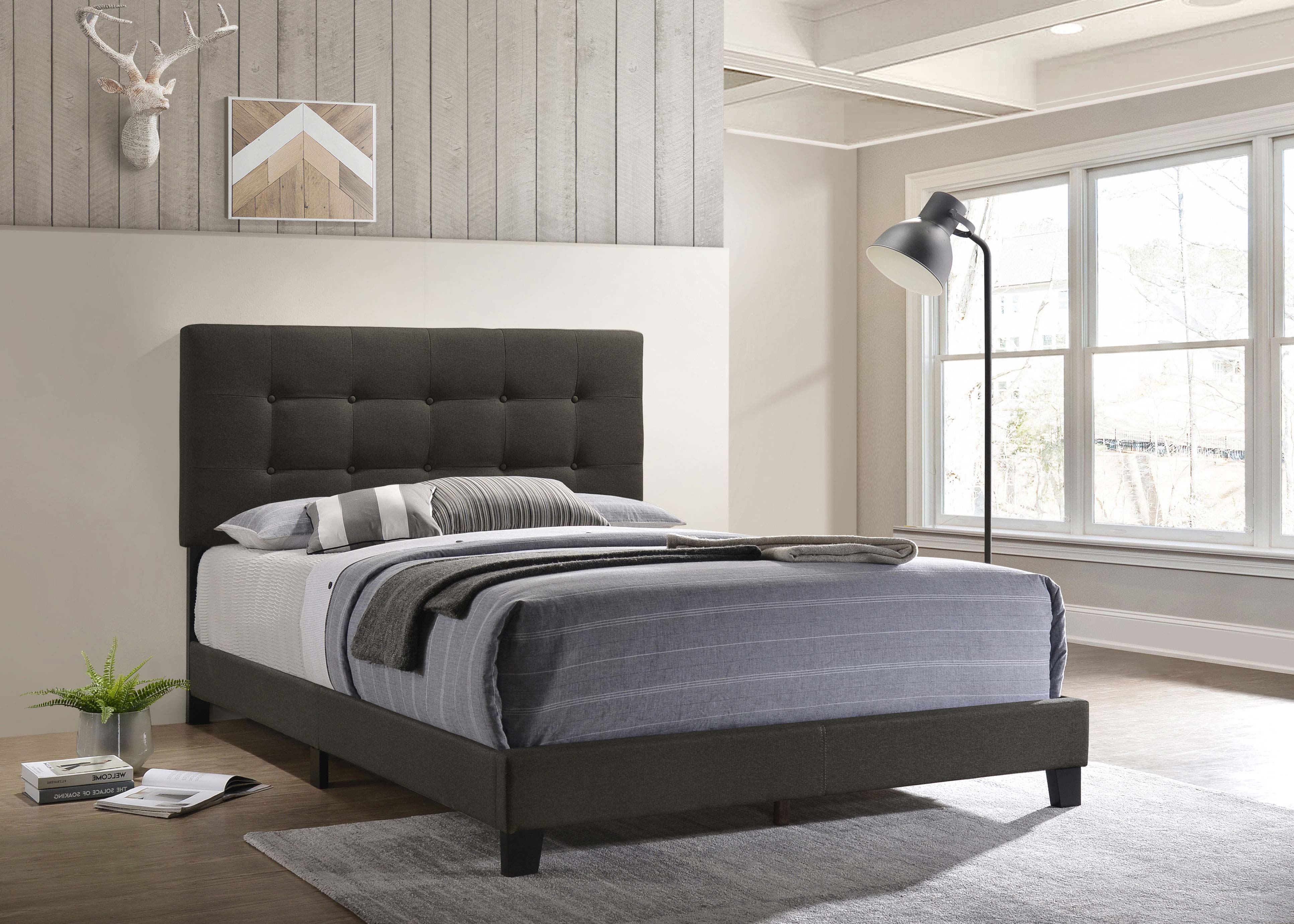 Mapes Upholstered  Panel Bed Charcoal