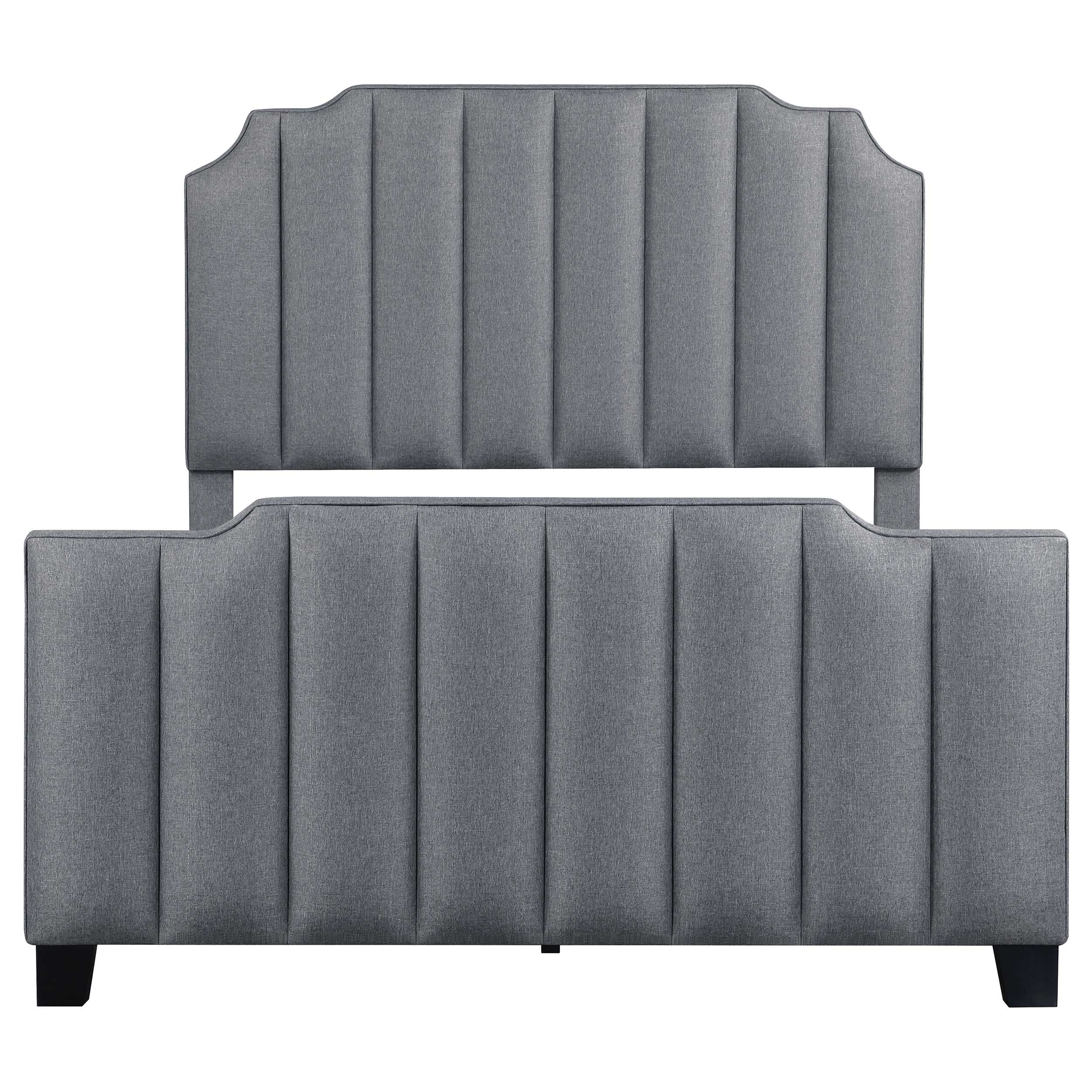 Fiona Upholstered  Panel Bed Light Grey