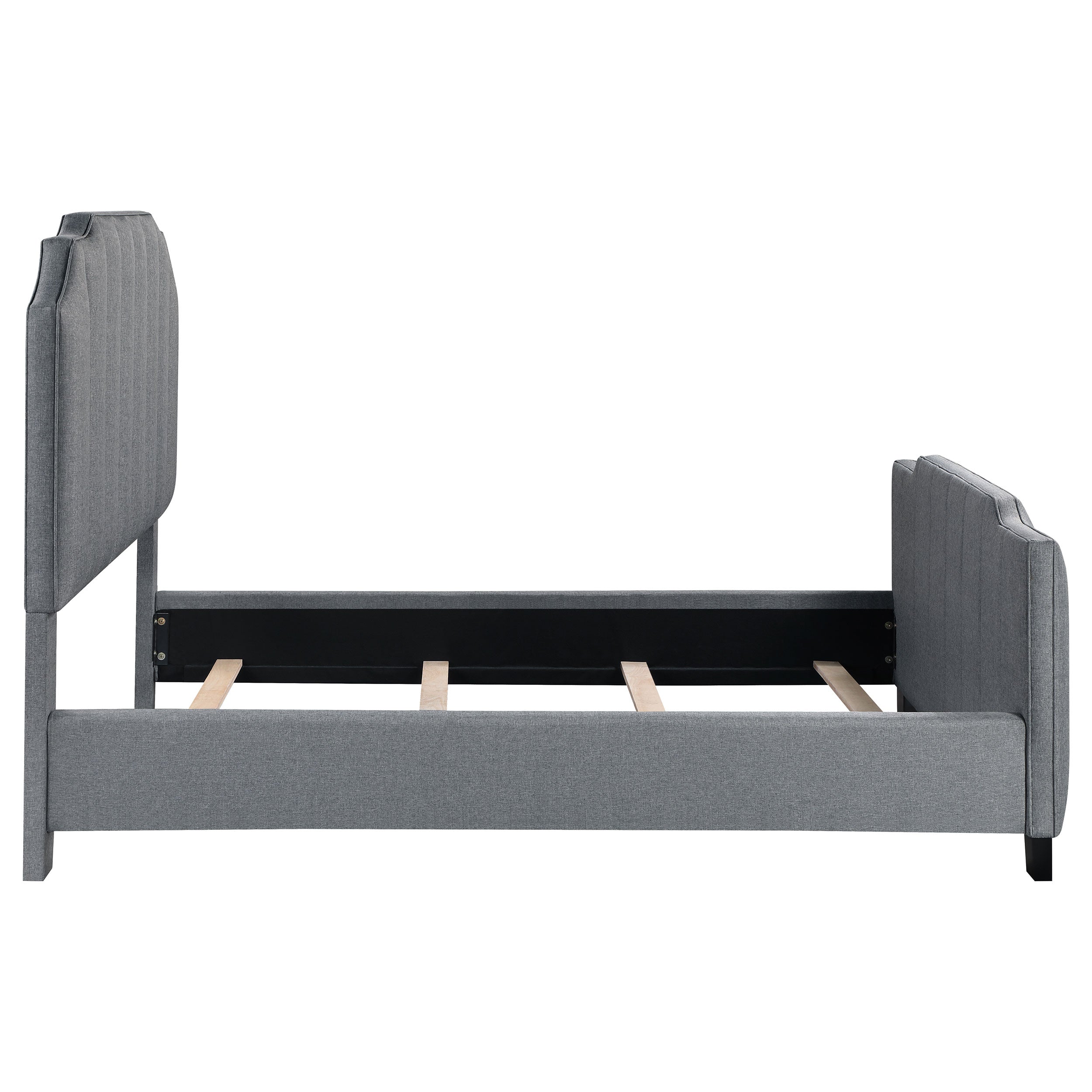 Fiona Upholstered  Panel Bed Light Grey